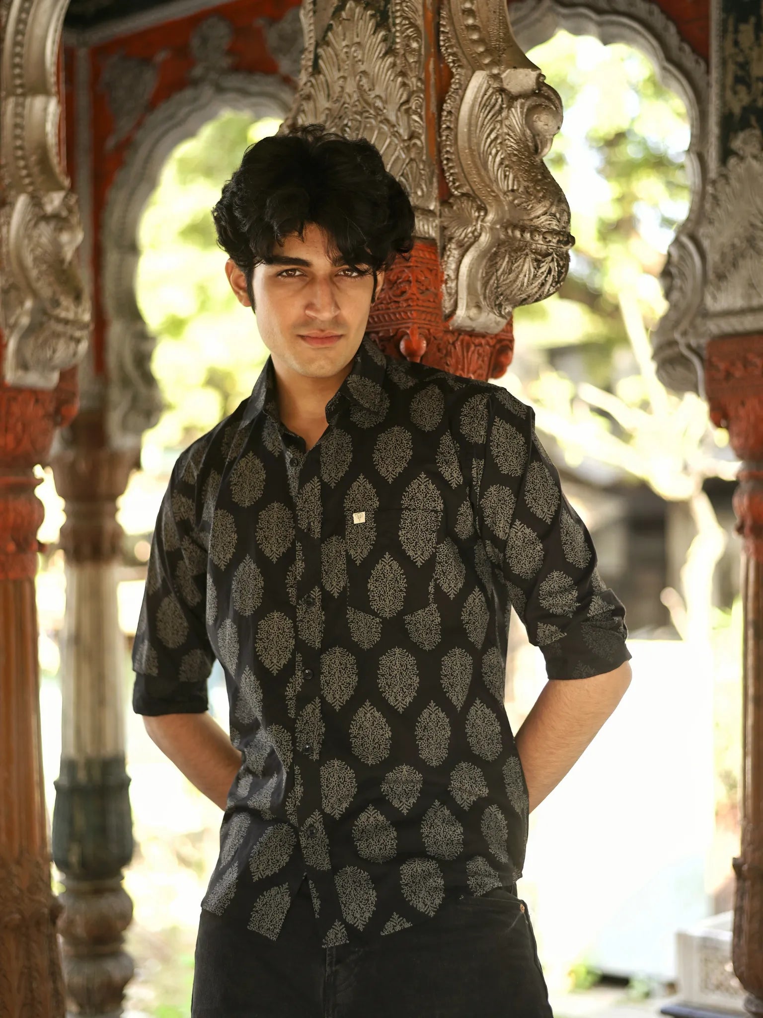 Shadow Motif Full Sleeves Shirt