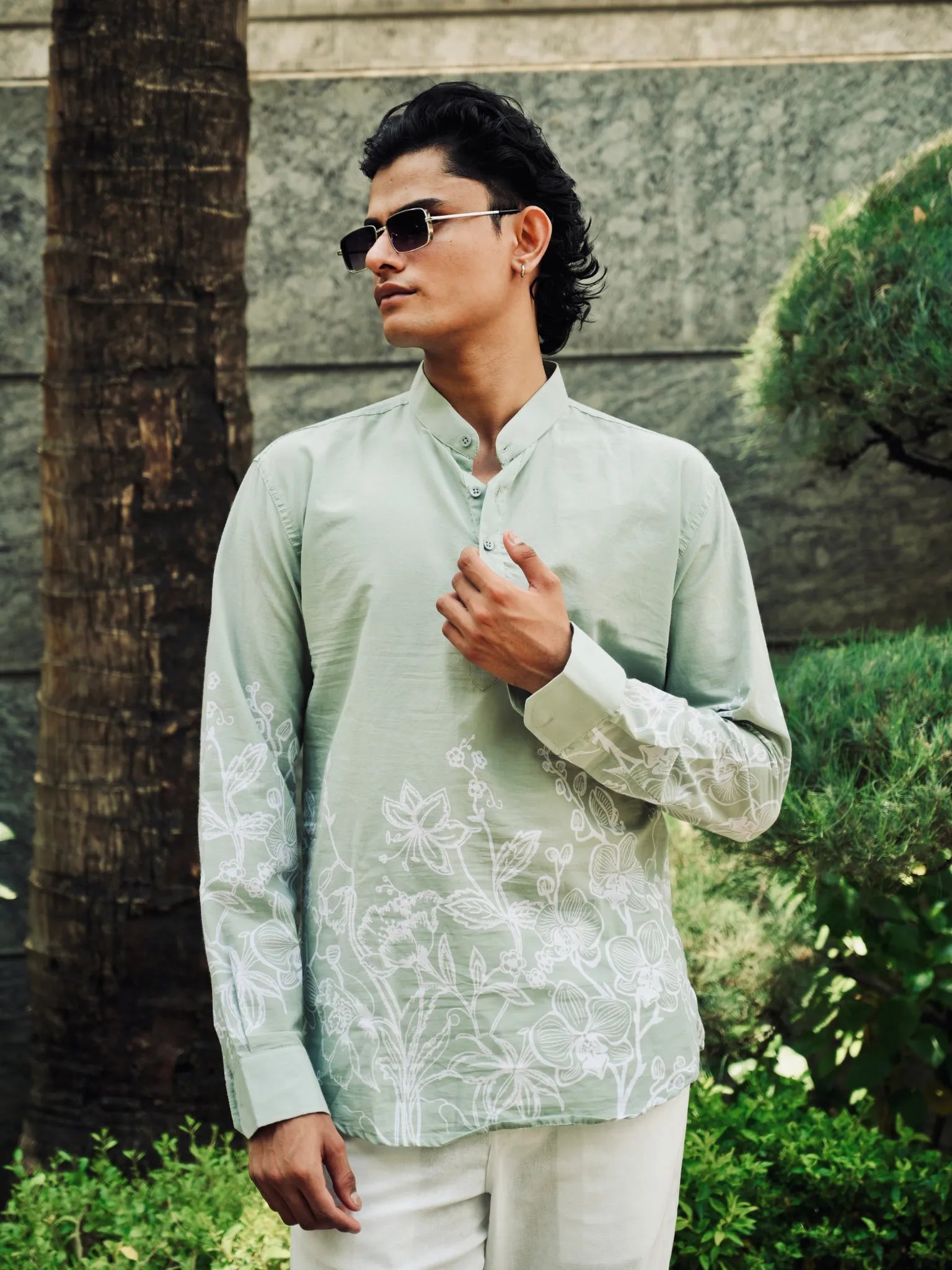 Mint Green Placement Short Kurta
