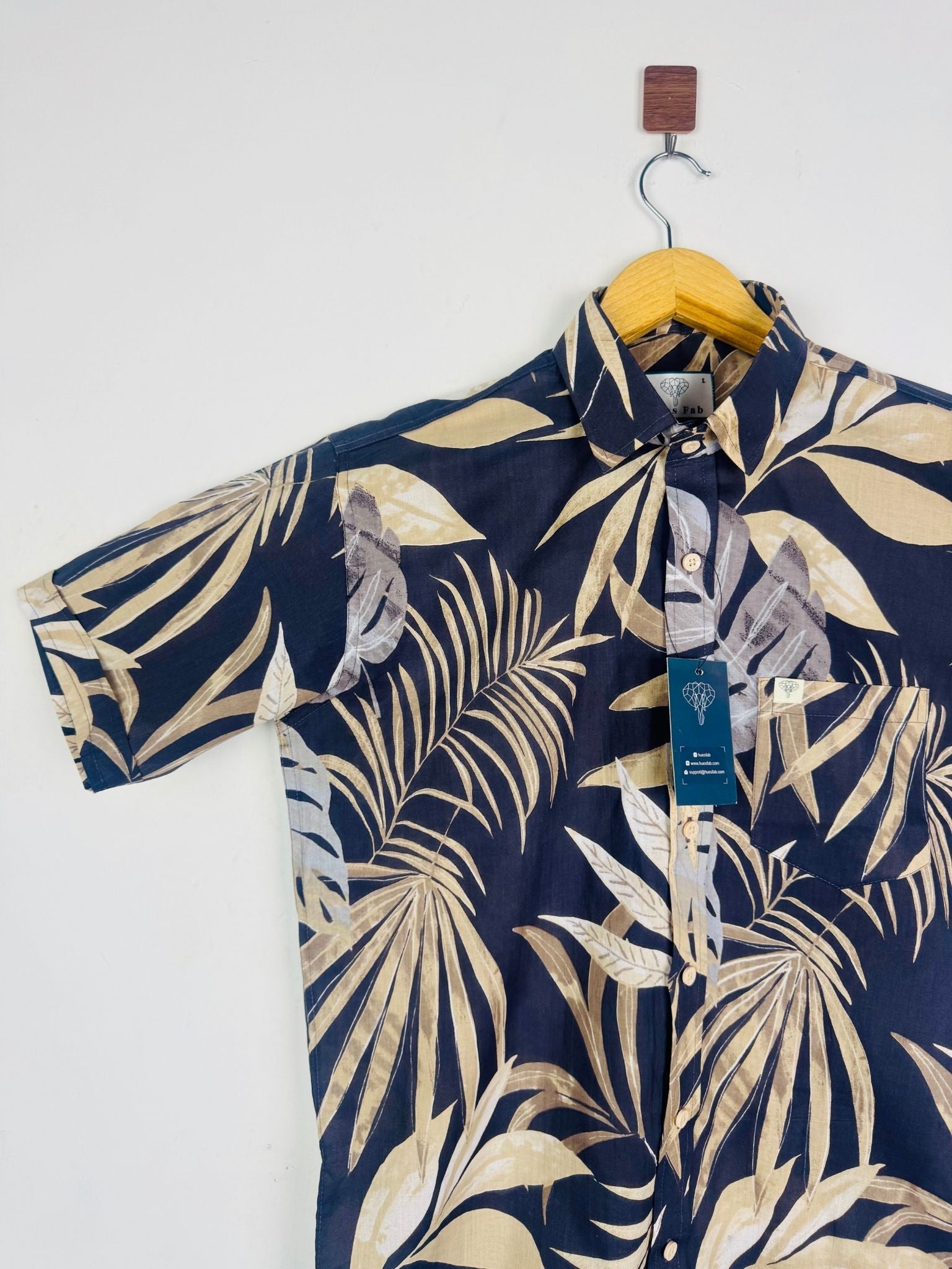 Navy Island Leaf Half Sleeves Shirt