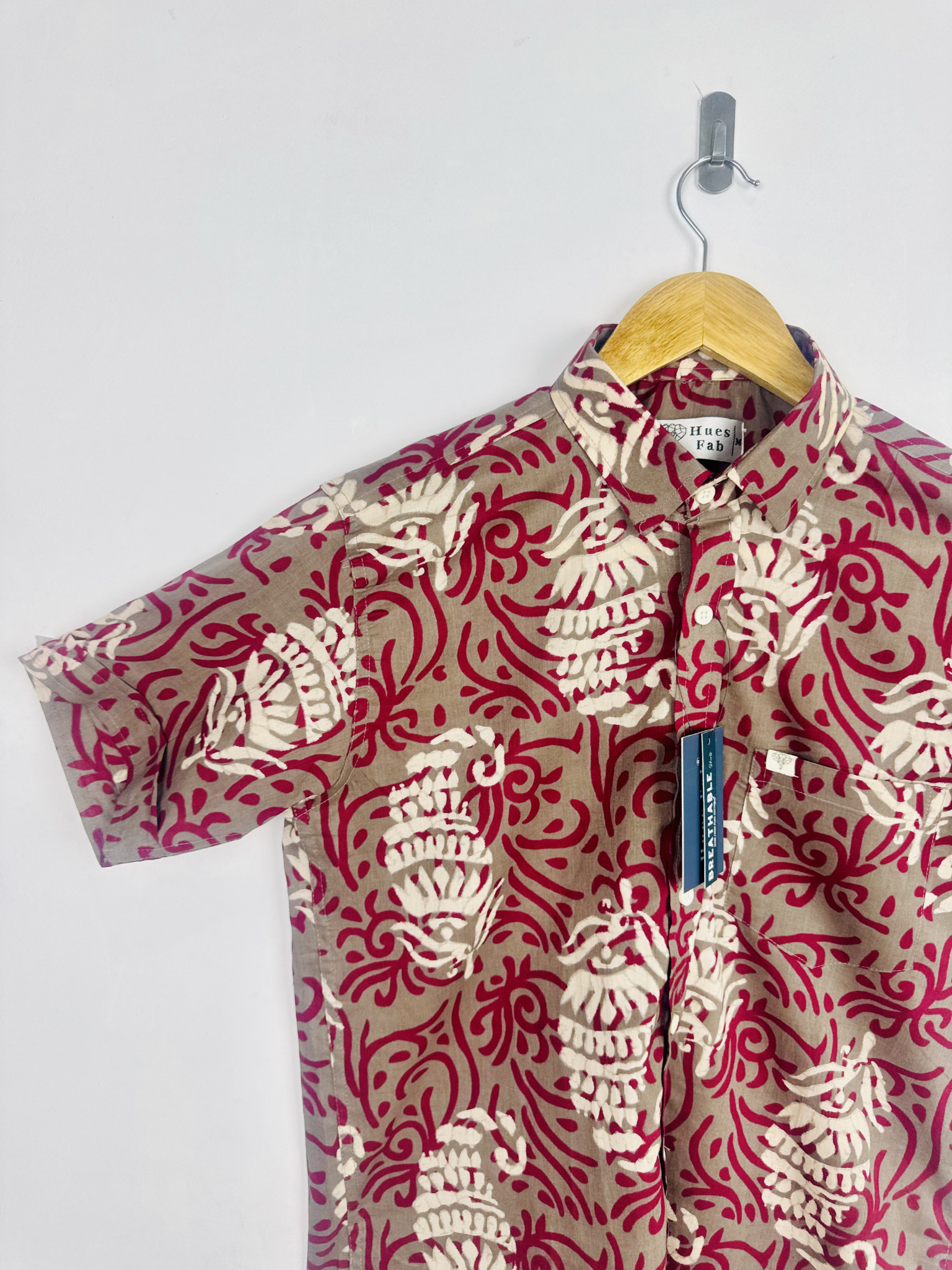 Maroon Self Art Half Sleeves Shirt
