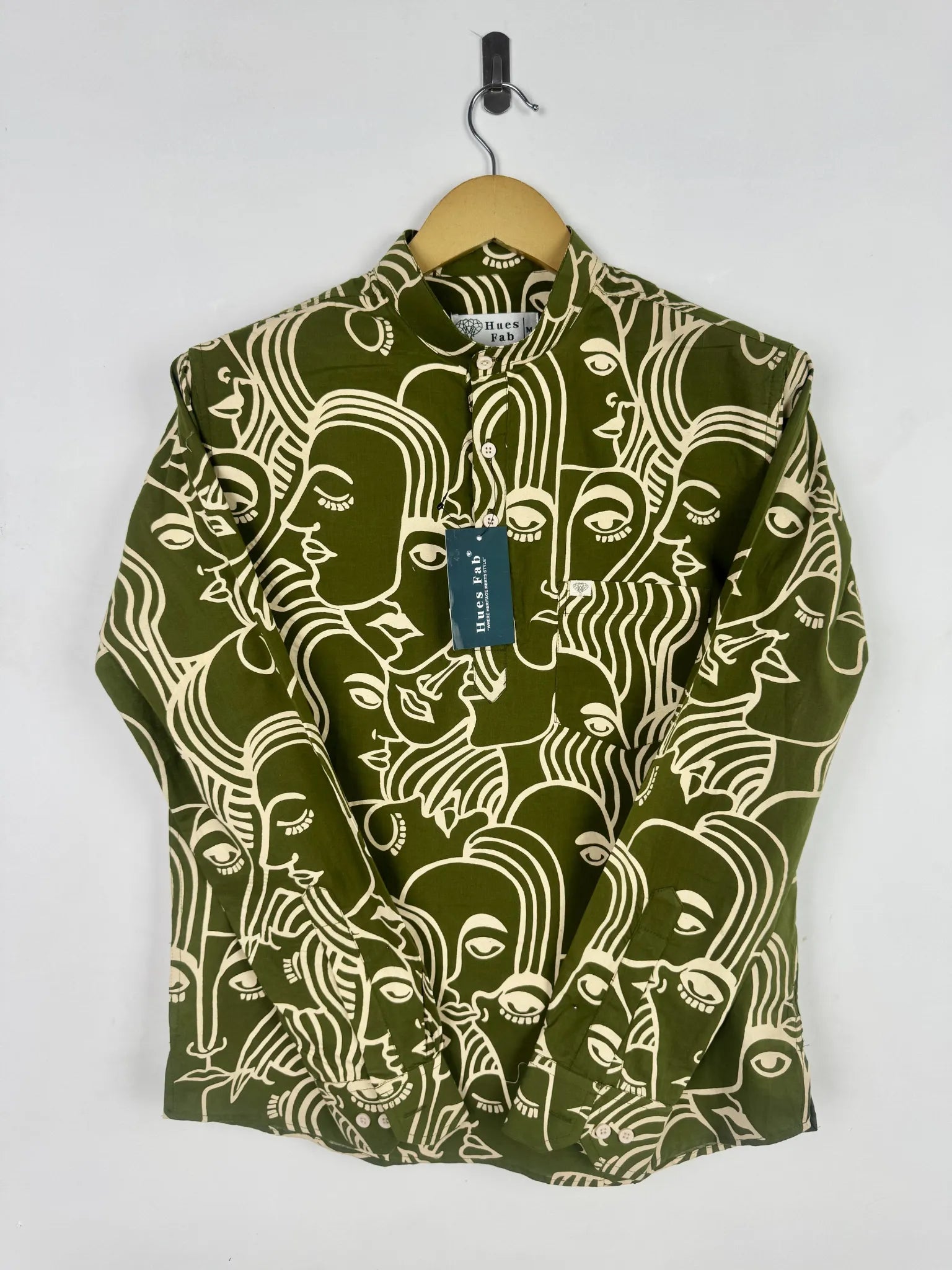 Olive facerart Short Kurta