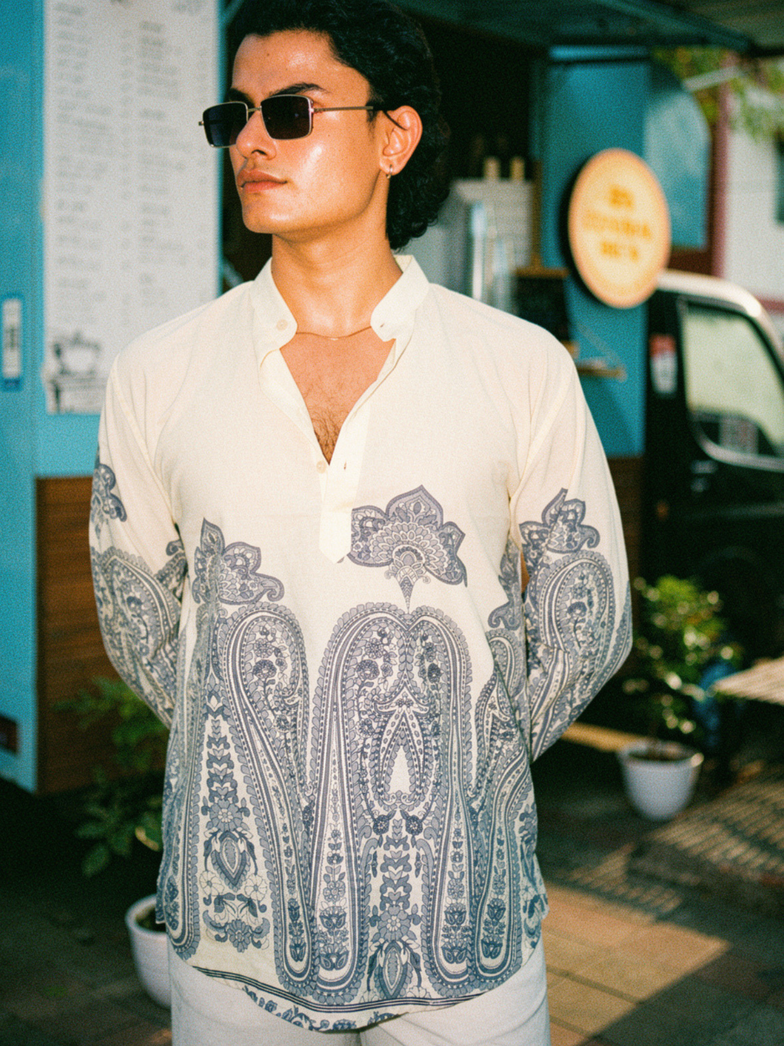 Nomad Paisley Placement Print short kurta