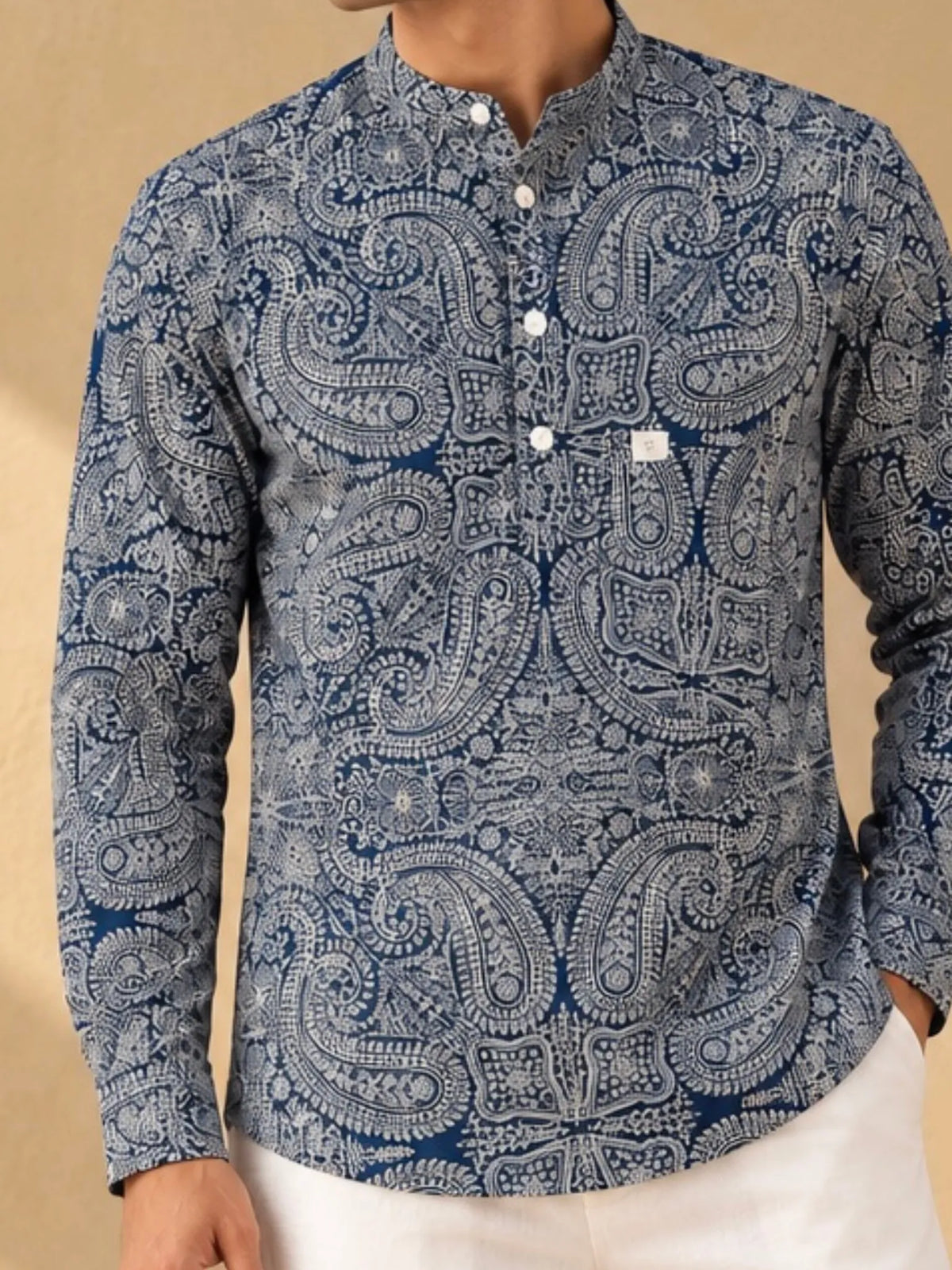 Blue Mandala Art Short Kurta