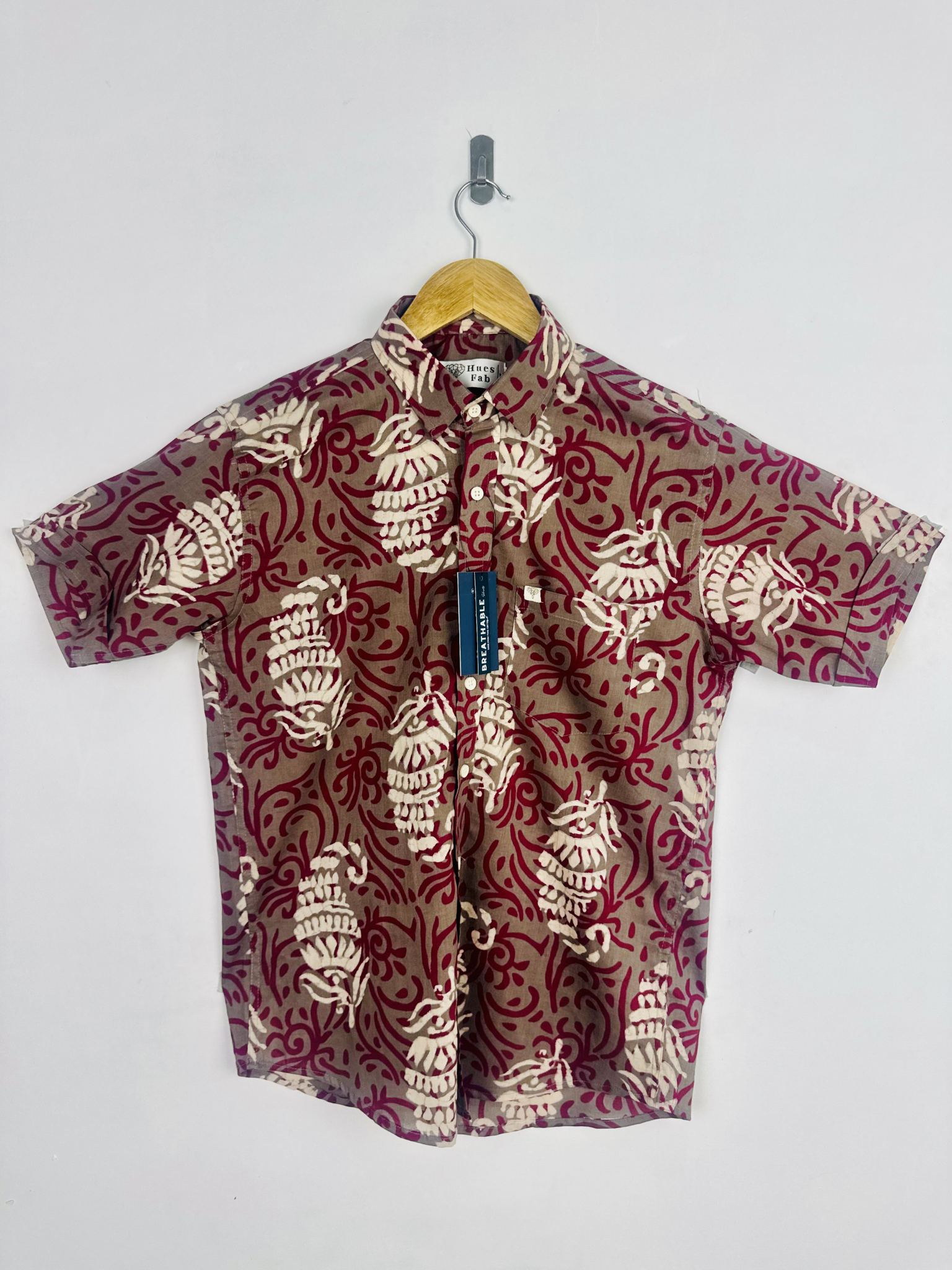 Maroon Self Art Half Sleeves Shirt