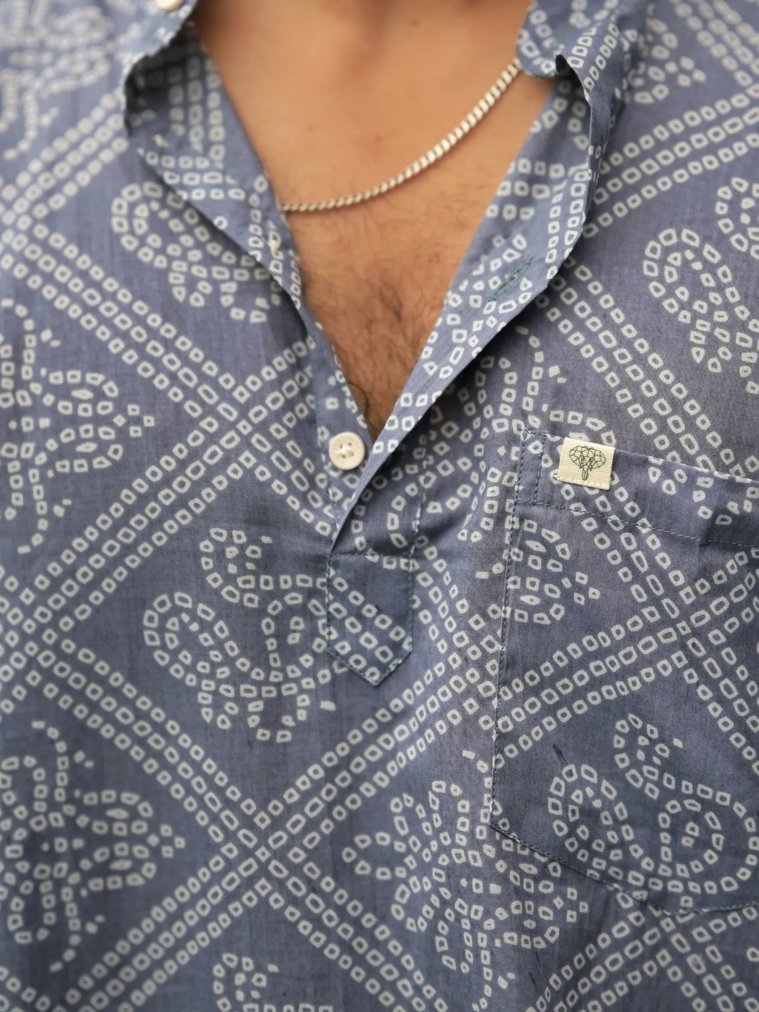 Grey bandhani Printed Short Kurta
