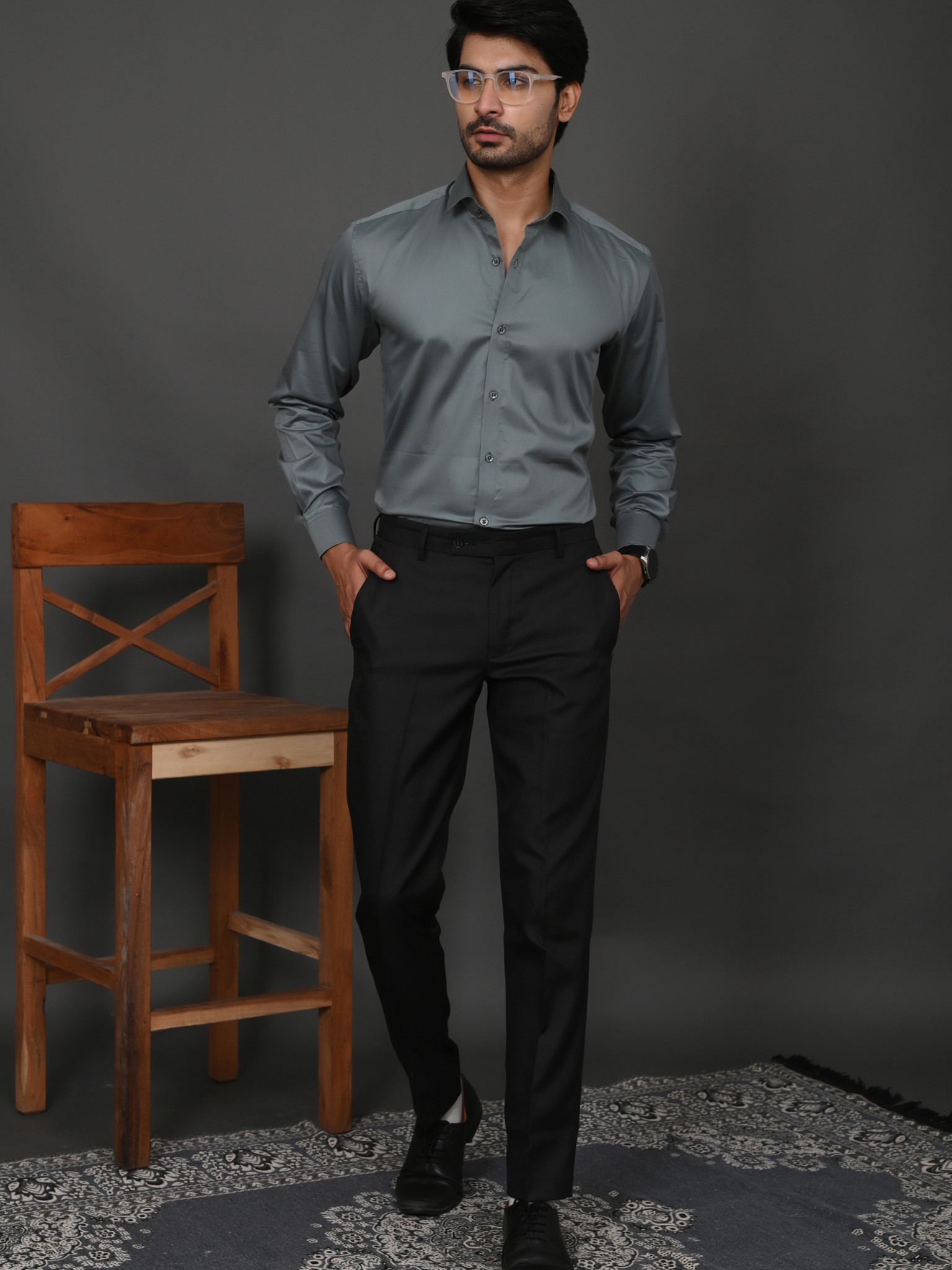 Fossil Grey Elite Satin Shirt