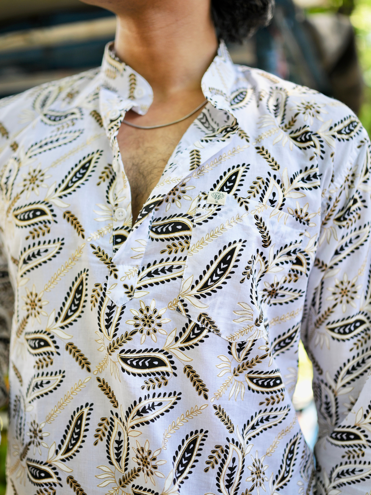 White Noor Paisley printed short kurta