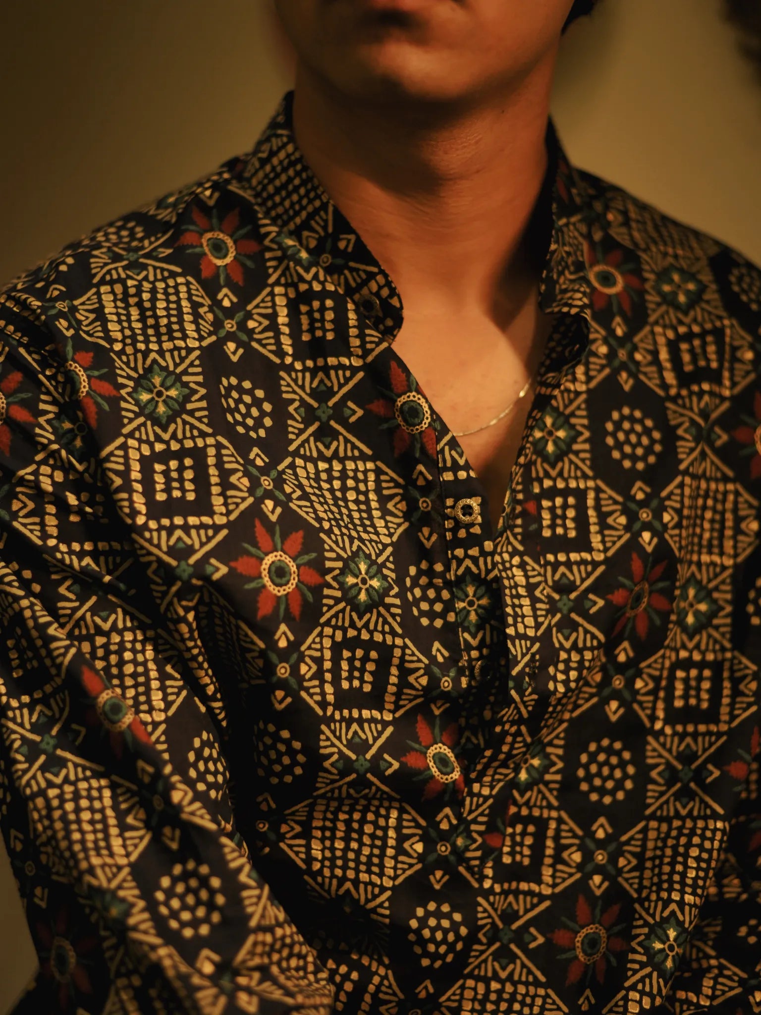Navy golden mandala long kurta and Pyjama Set