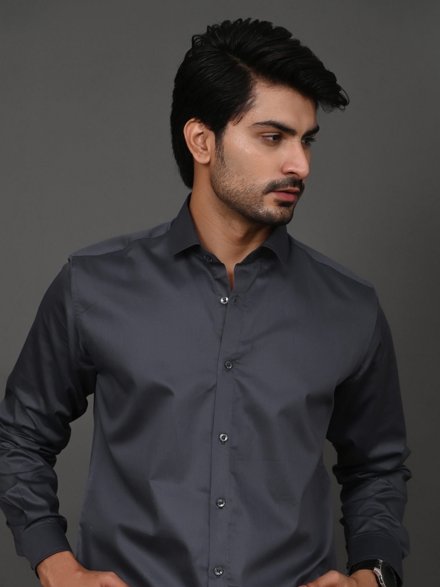 Charcoal Elite Satin Shirt