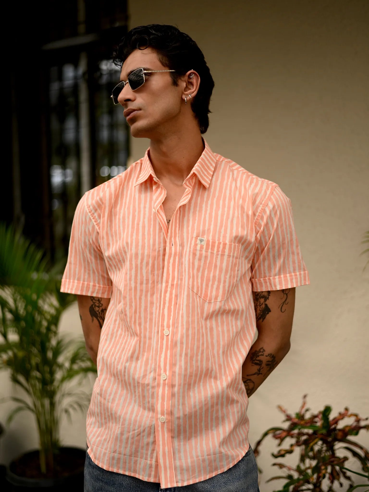 Peach Breeze Striped Shirt