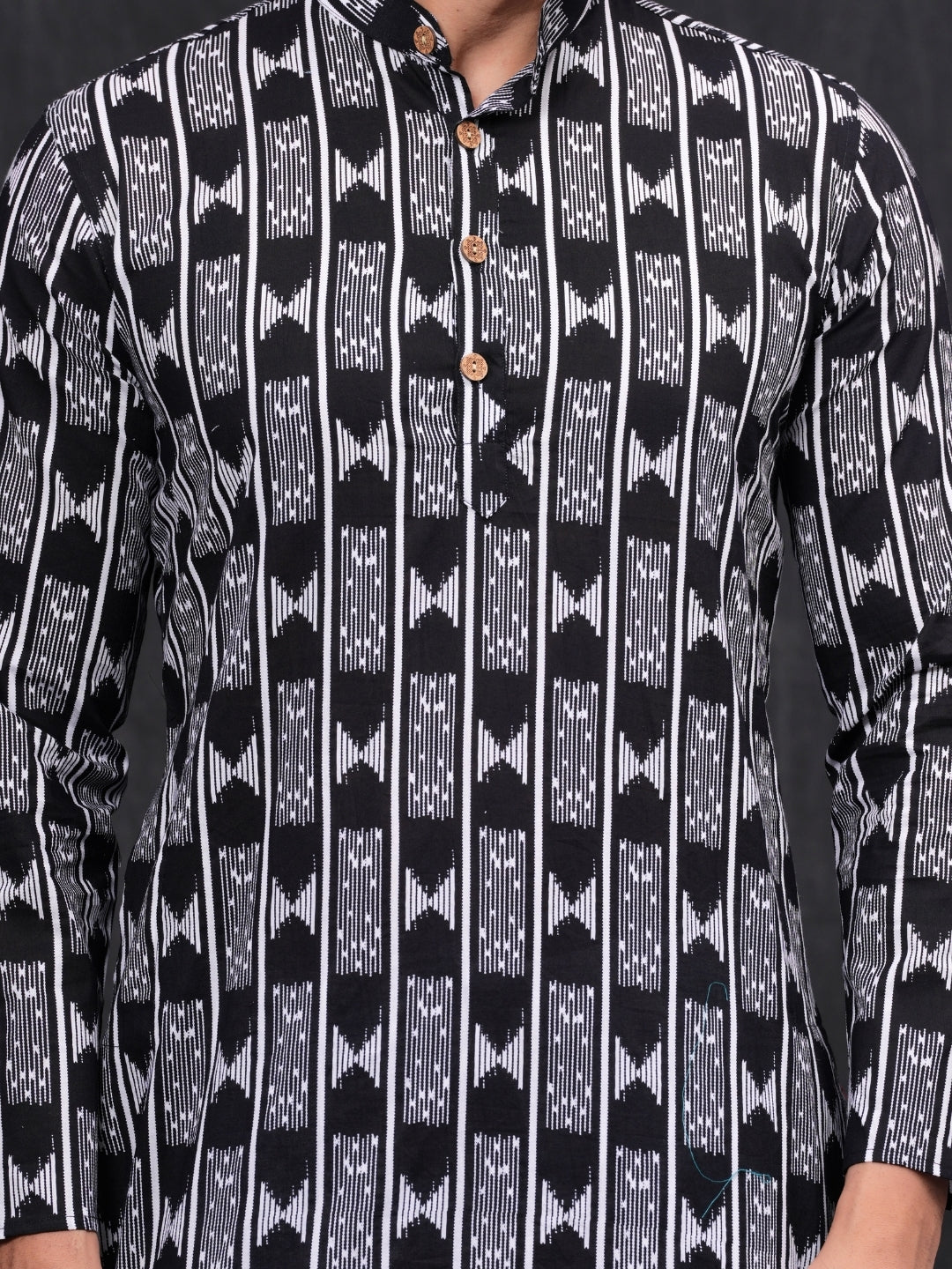 Black-White Printed Cotton kurta & Pajama Set