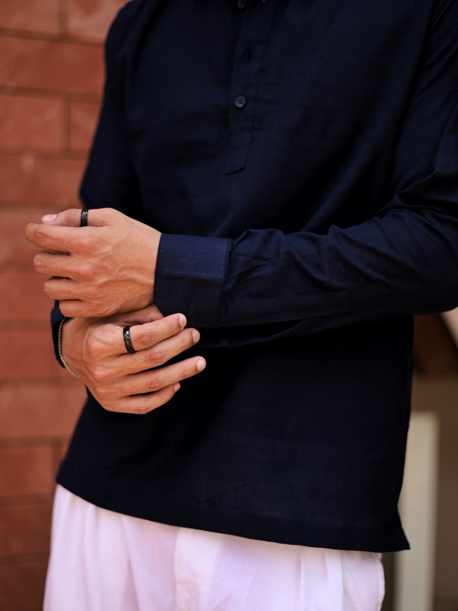 Navy Blue Pullover Kurta Shirt