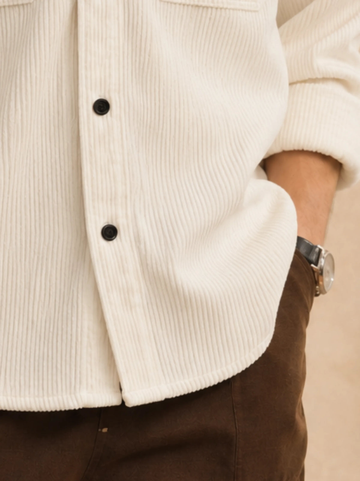 White Premium Corduroy Oversized Shirt