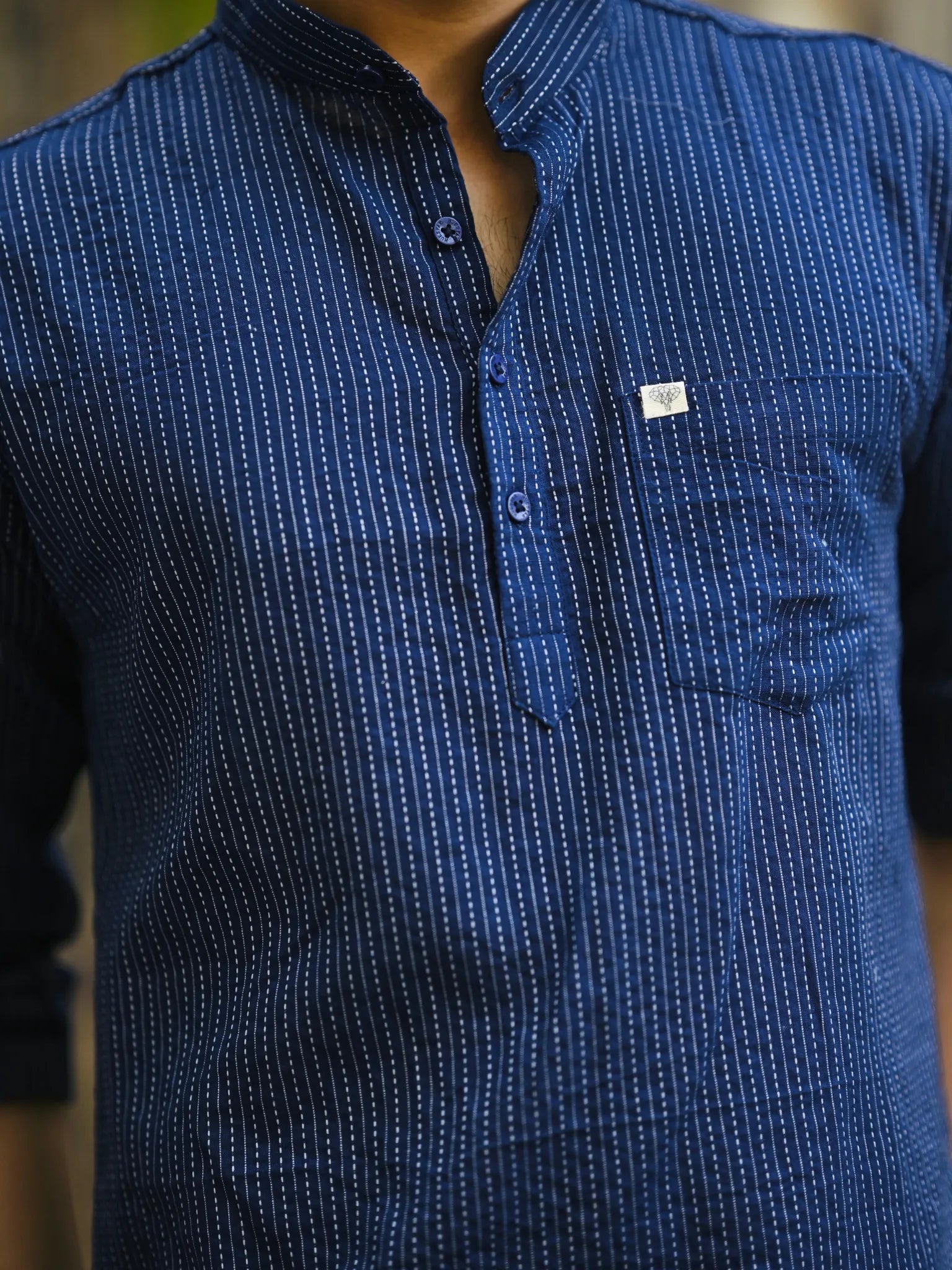 Navy Blue Kantha Short Kurta