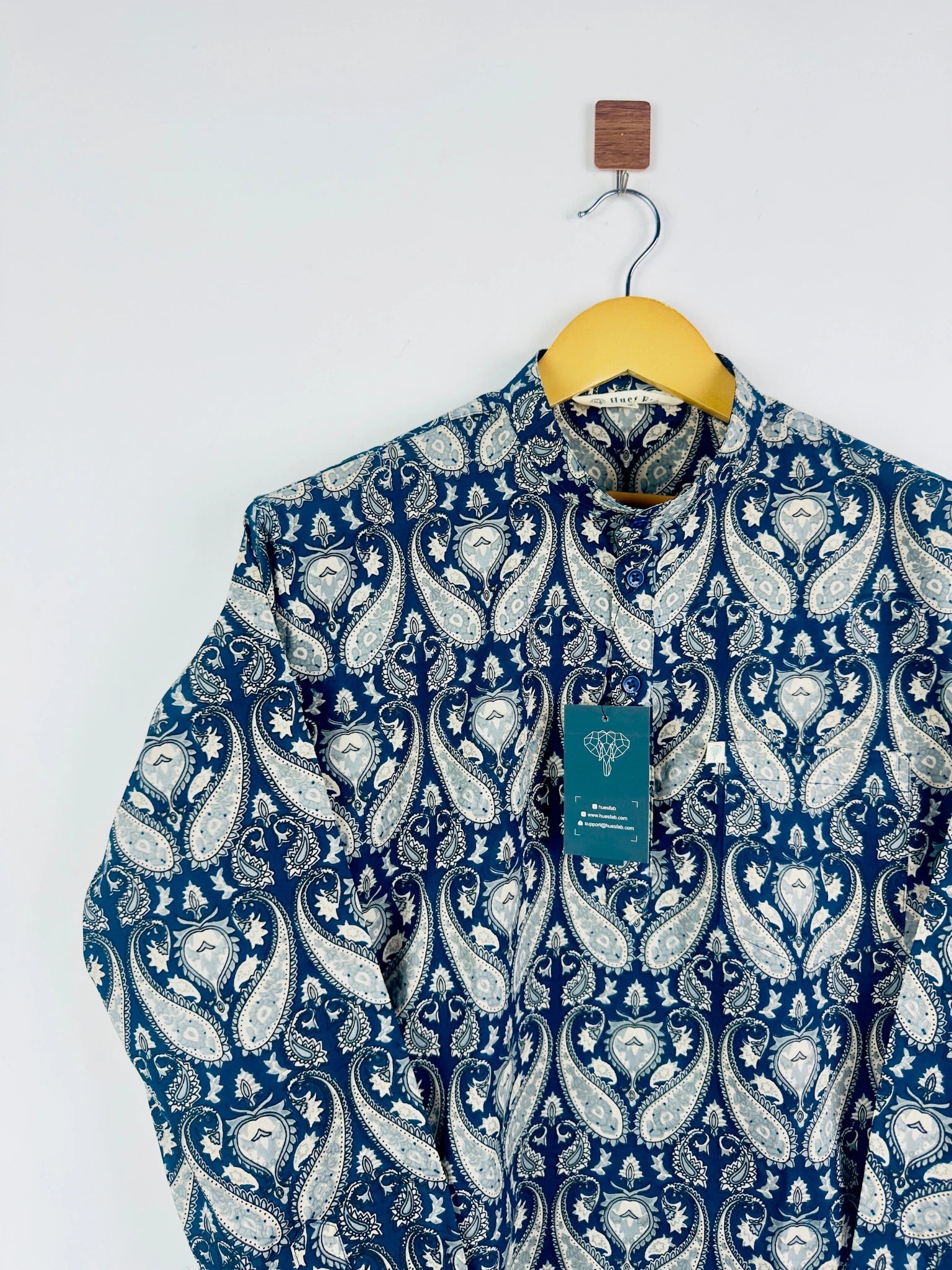 navy blue paisley short kurta