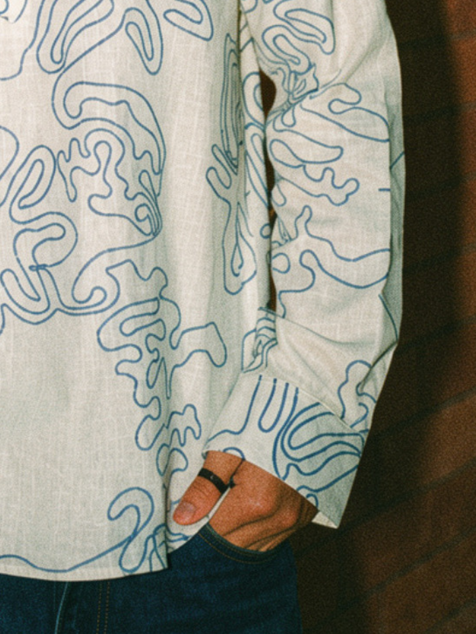 HUESFAB White Embroidery Short Kurta