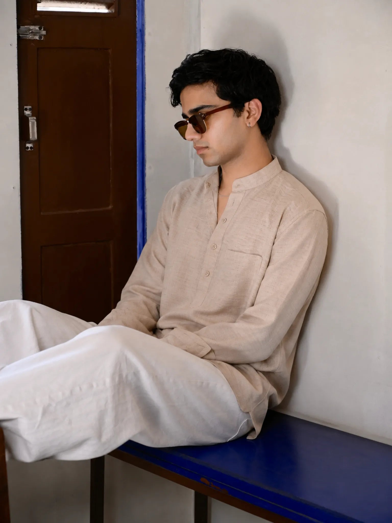 Cream Linen Matty Blend Short Kurta