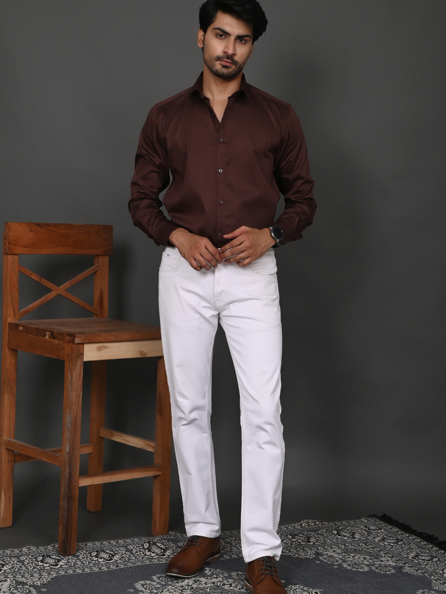 Cocoa Brown Elite Satin Shirt