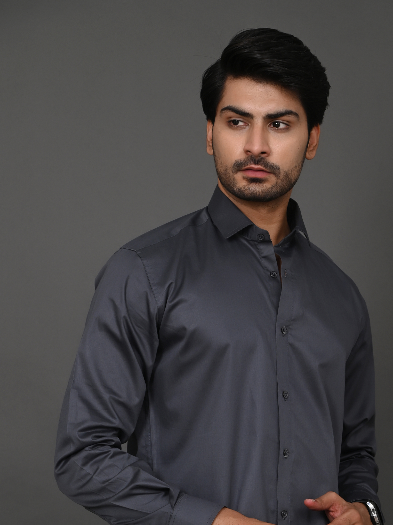 Charcoal Elite Satin Shirt