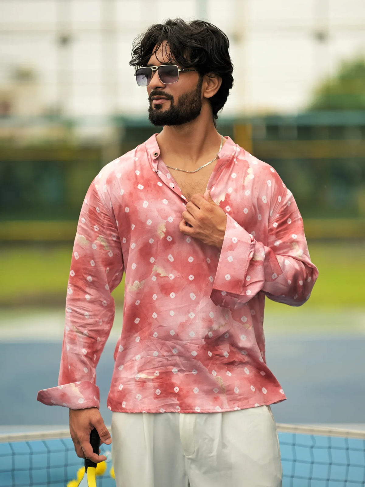 HUESFAB Pastel Pink Bandhani Short Kurta