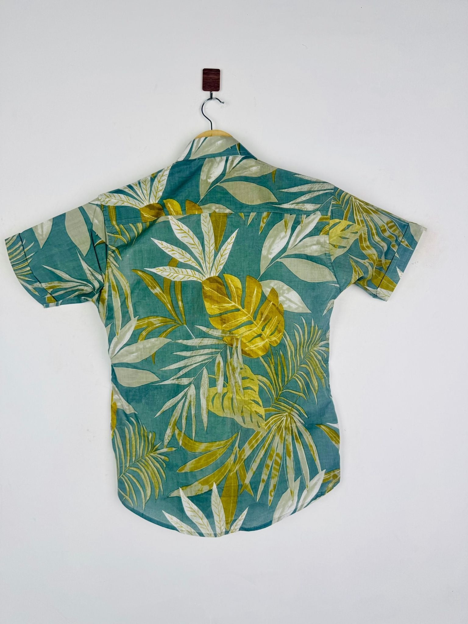 Olive Resort Leaf Half Sleeves Shirt