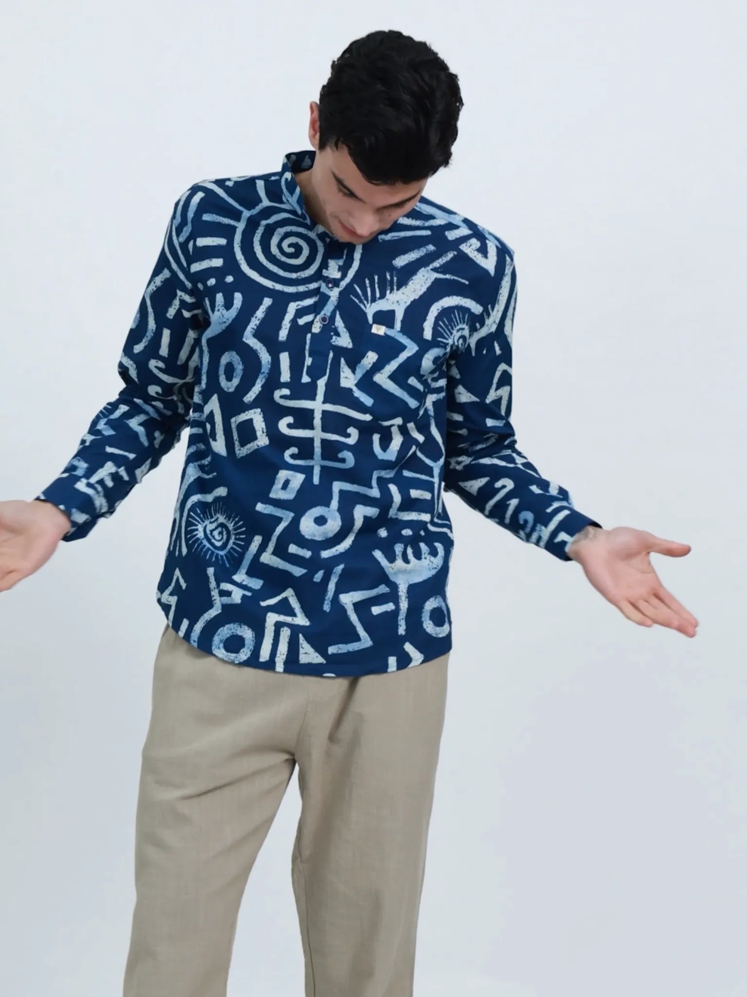 Blue Celestial Printed Short Kurta