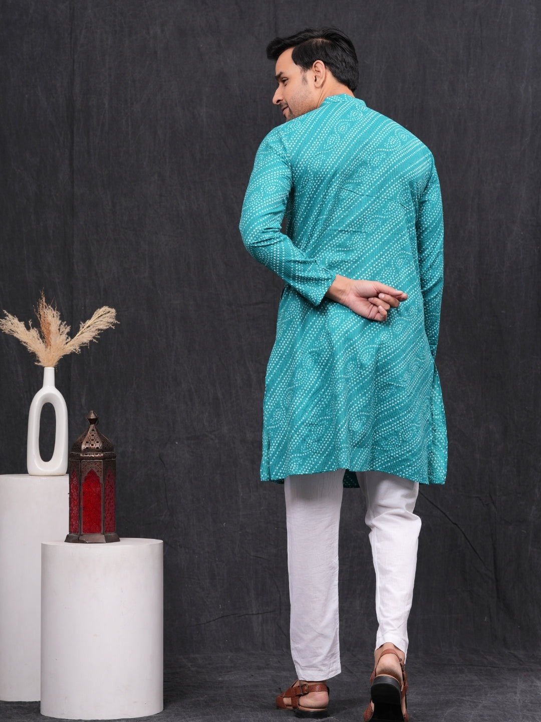 Blue Kantha Long Kurta & Pyjama set