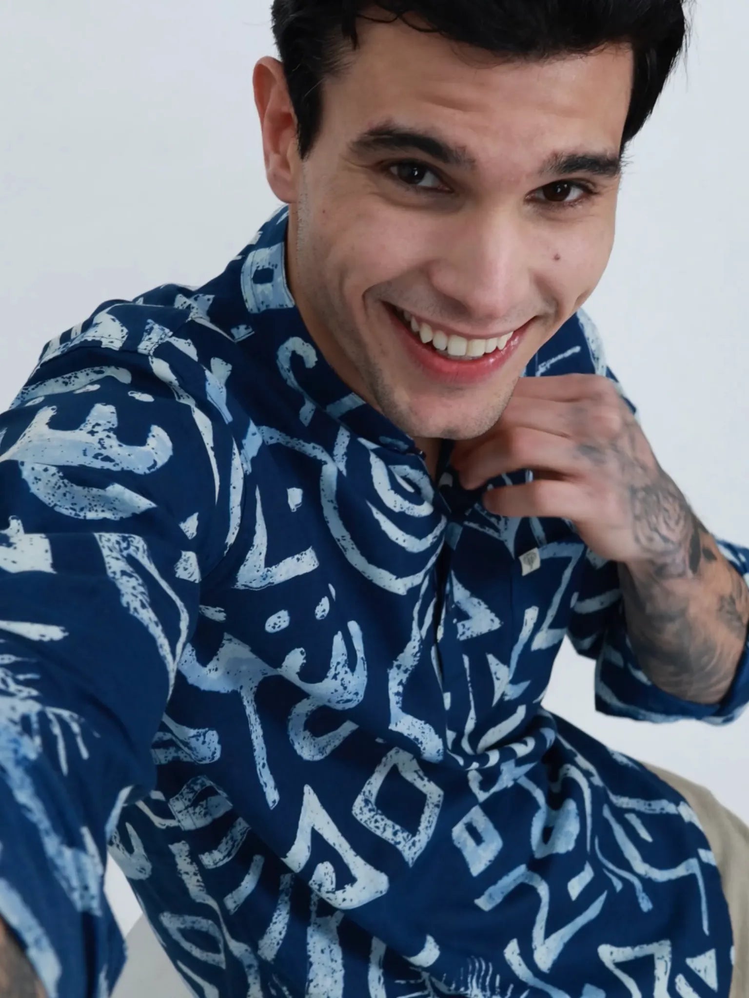 Blue Celestial Printed Short Kurta