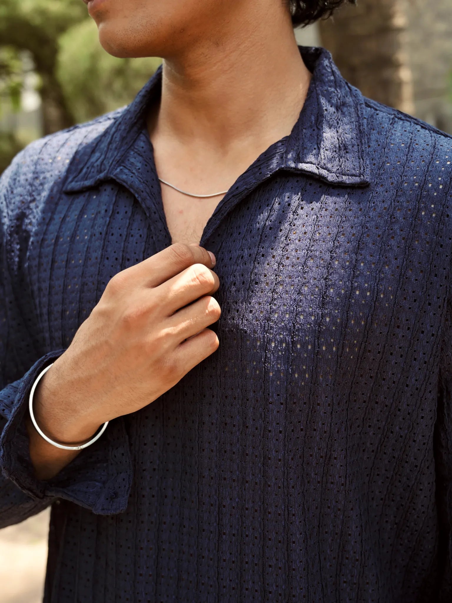Navy Knit Pullover Shirt
