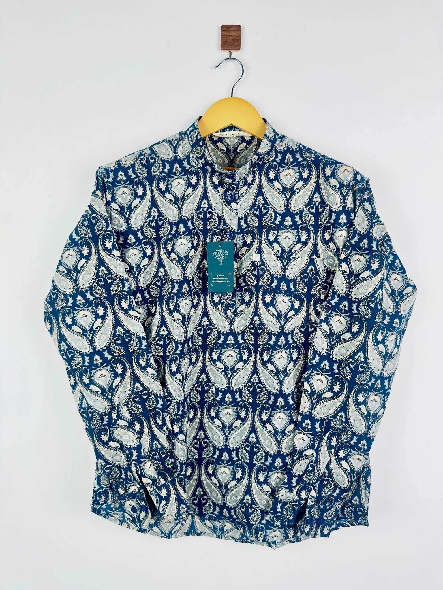 navy blue paisley short kurta