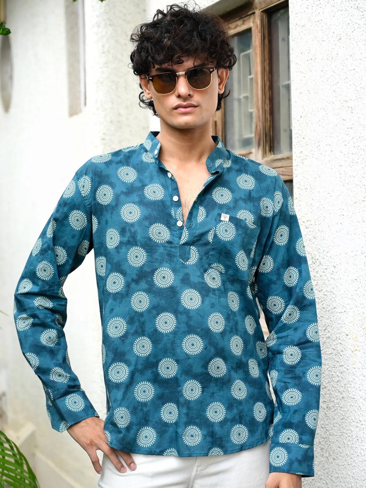 Teal Orbit short kurta