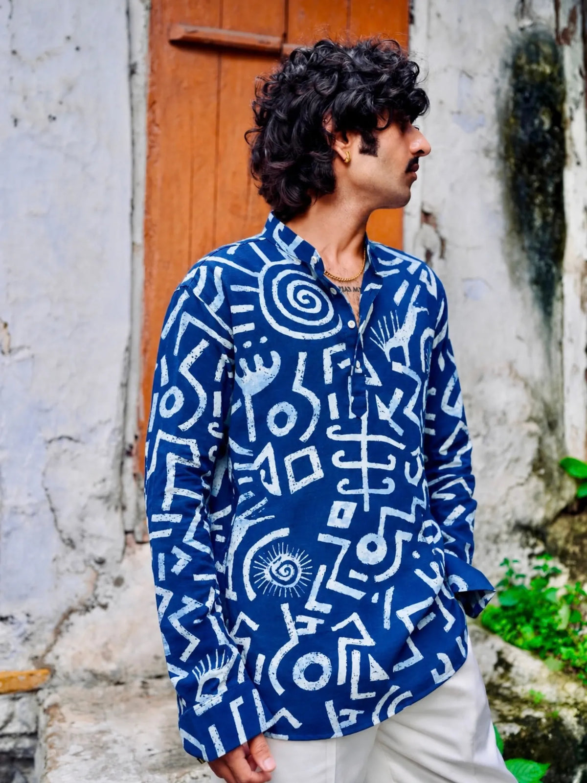 Blue Celestial Printed Short Kurta