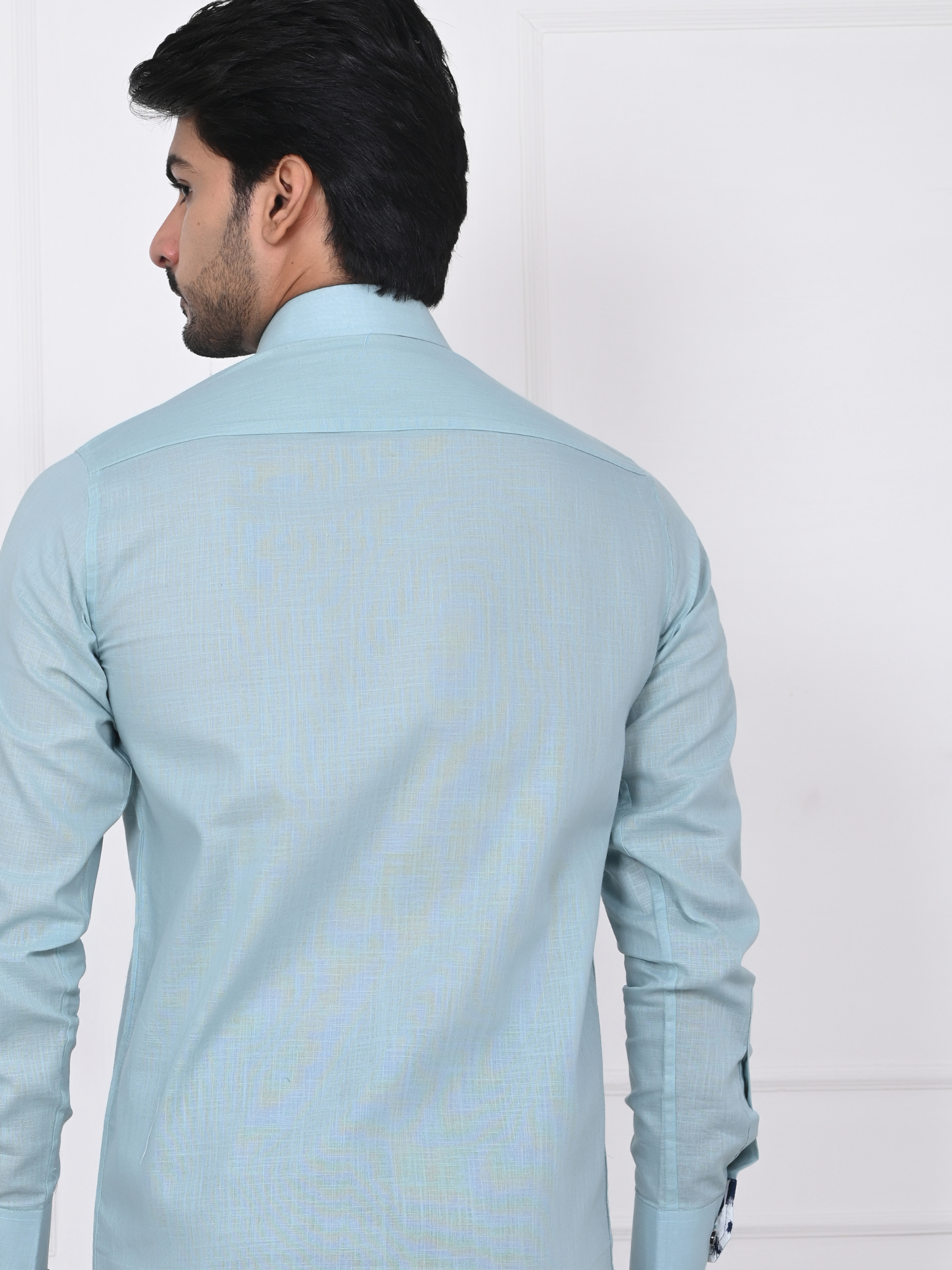 Sky Blue Linen Blend Shirt