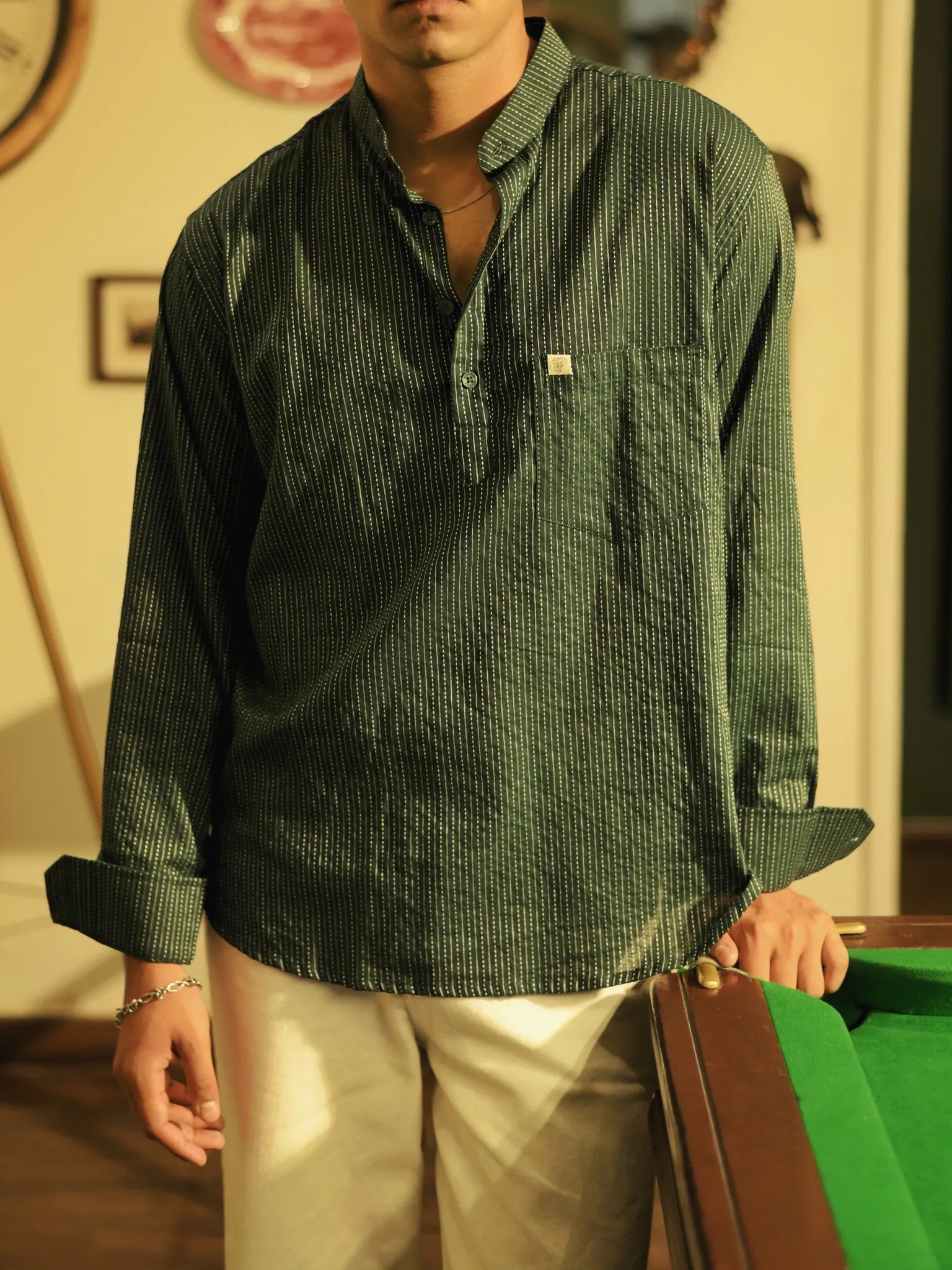 Olive kantha short kurta