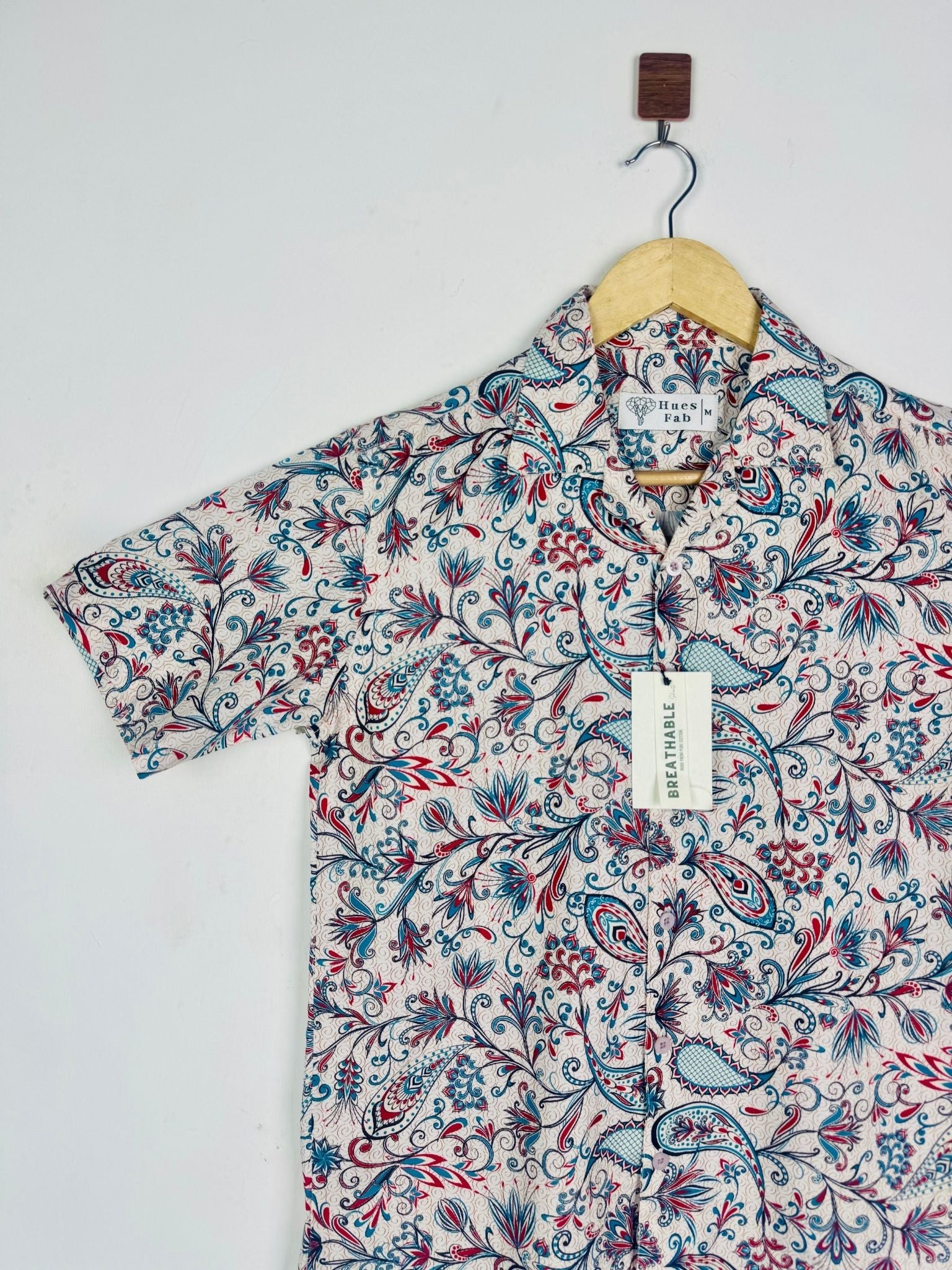 Cream Royal Paisley Cuban Collar Shirt