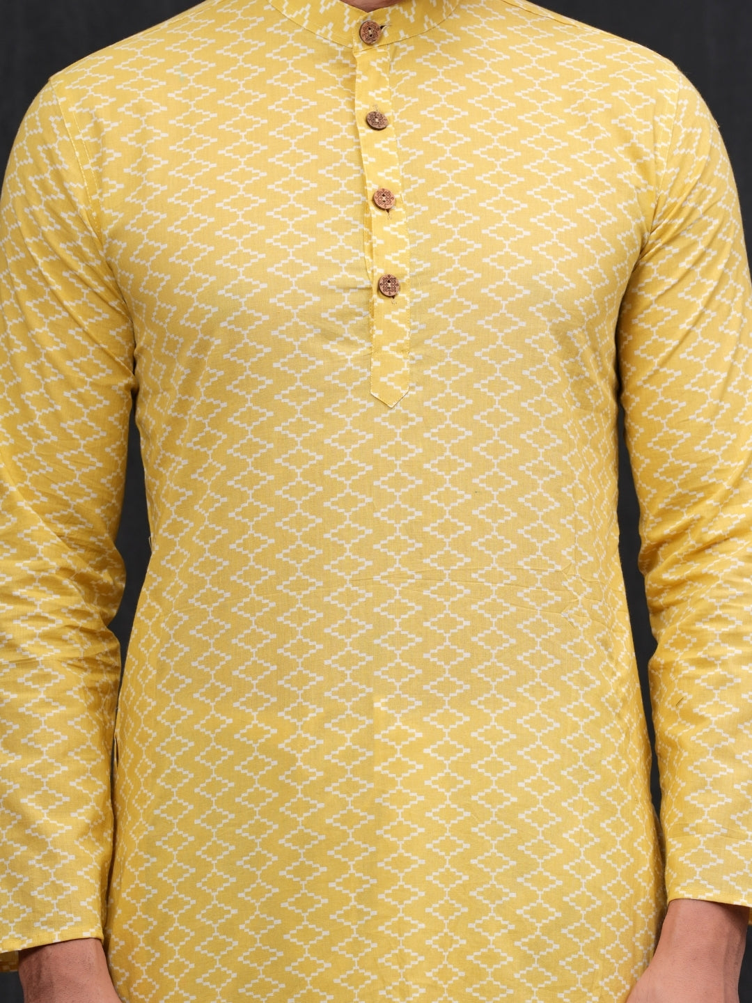 yellow chevron Long Kurta & Pyjama set