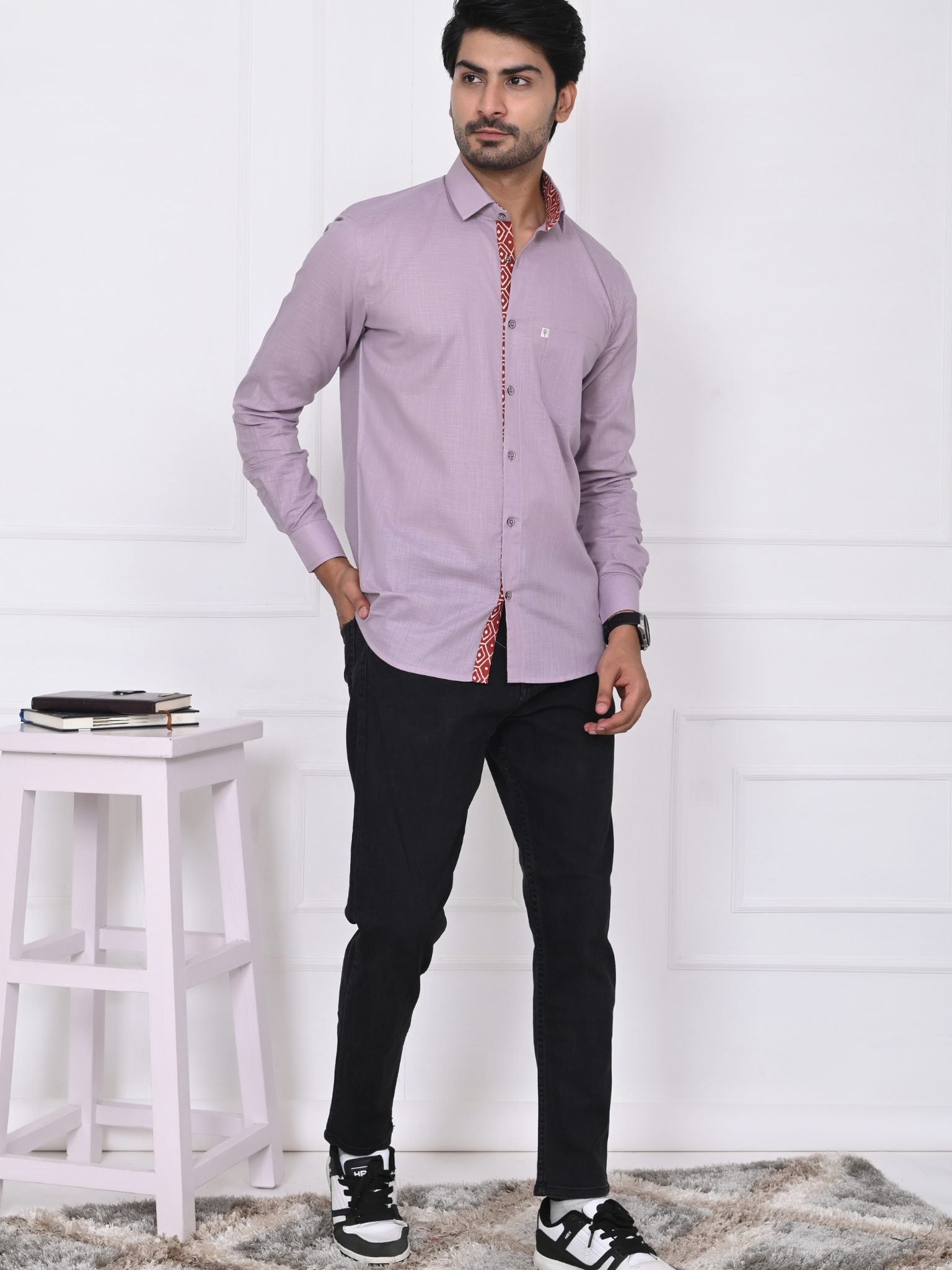 Lavender Linen Blend Shirt