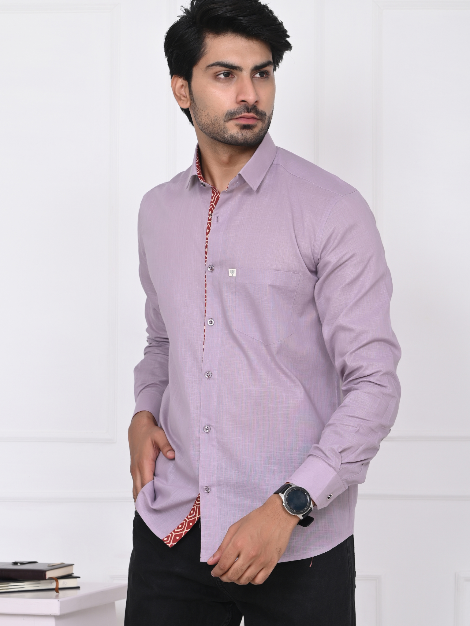 Lavender Linen Blend Shirt