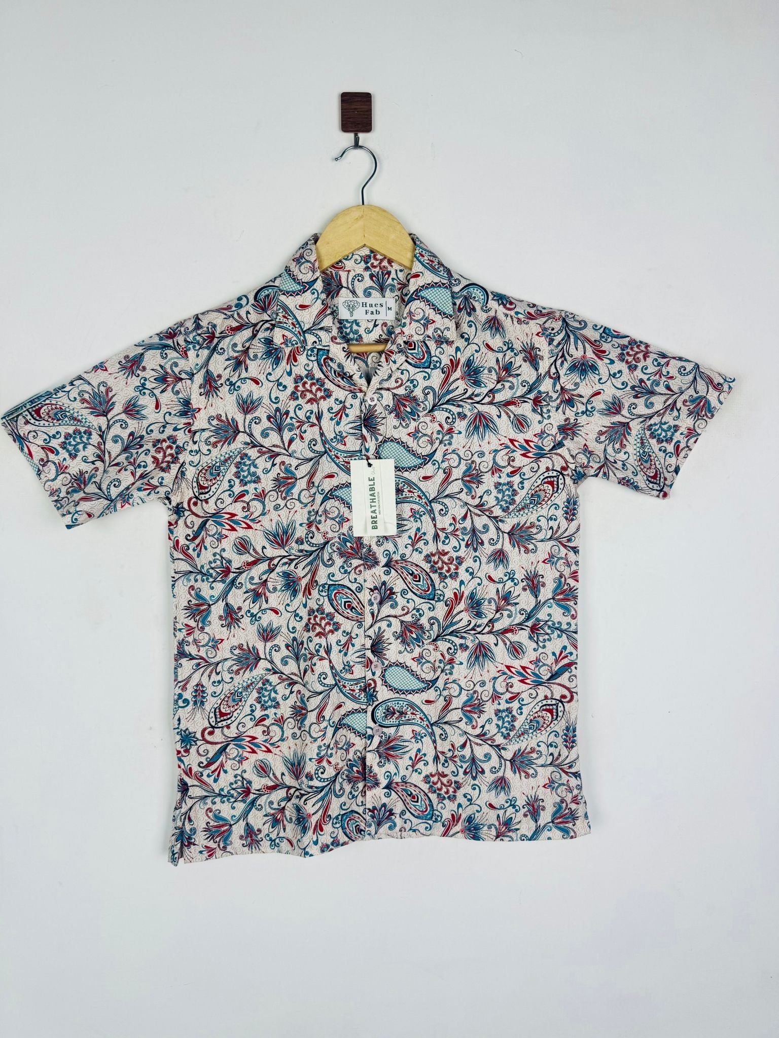 Cream Royal Paisley Cuban Collar Shirt