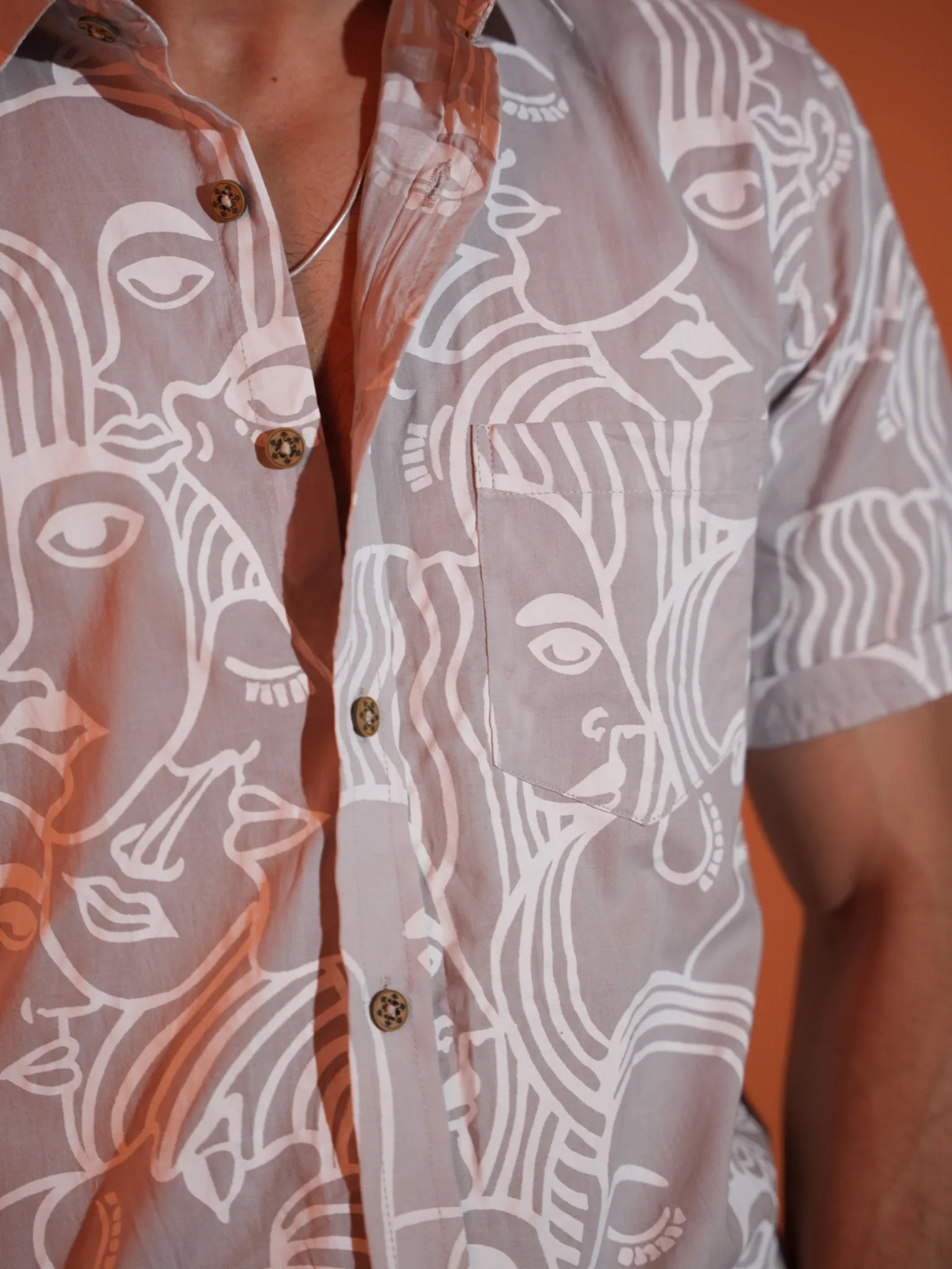 Grey Face Art Half Sleeves Shirt