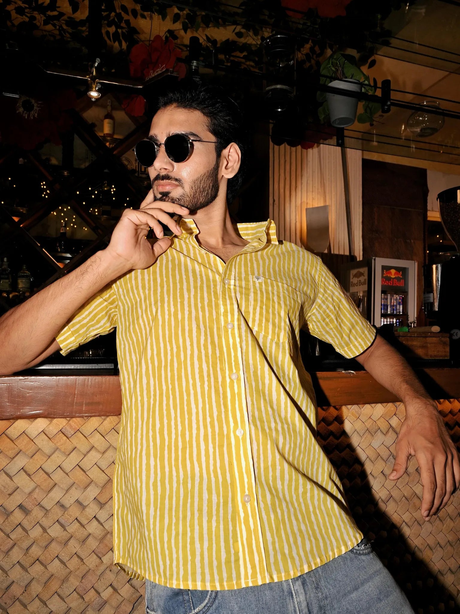 Yellow Lining Printed Half Sleeves Shirt