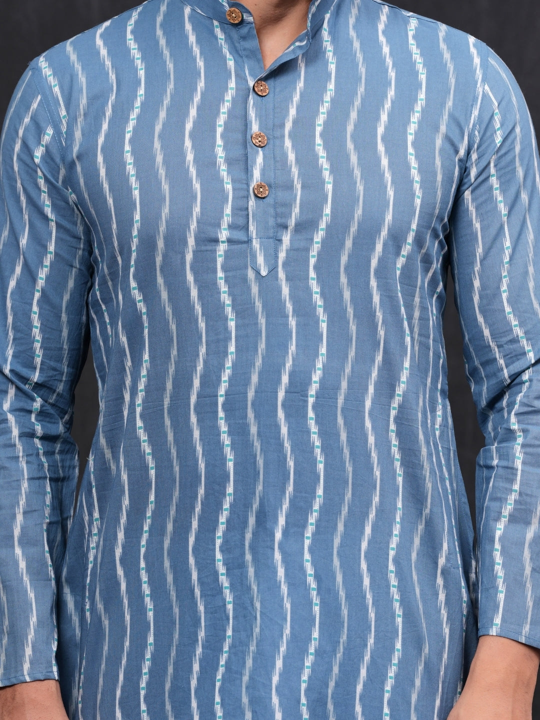 Blue illusion Lining Printed Cotton Kurta & Pajama Set
