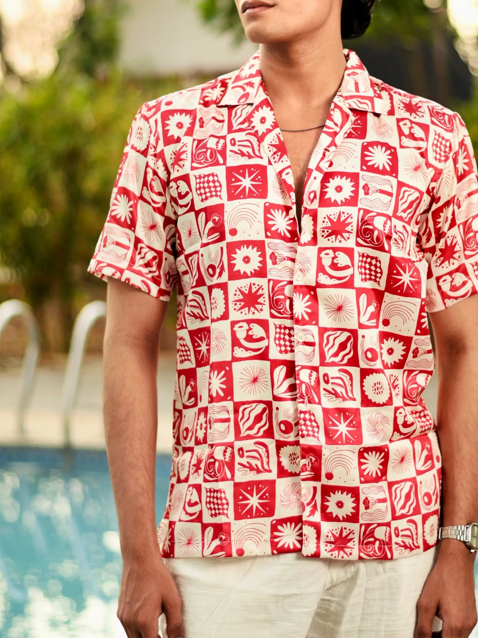 Crimson Tiles Cuban Collar Resort Shirt