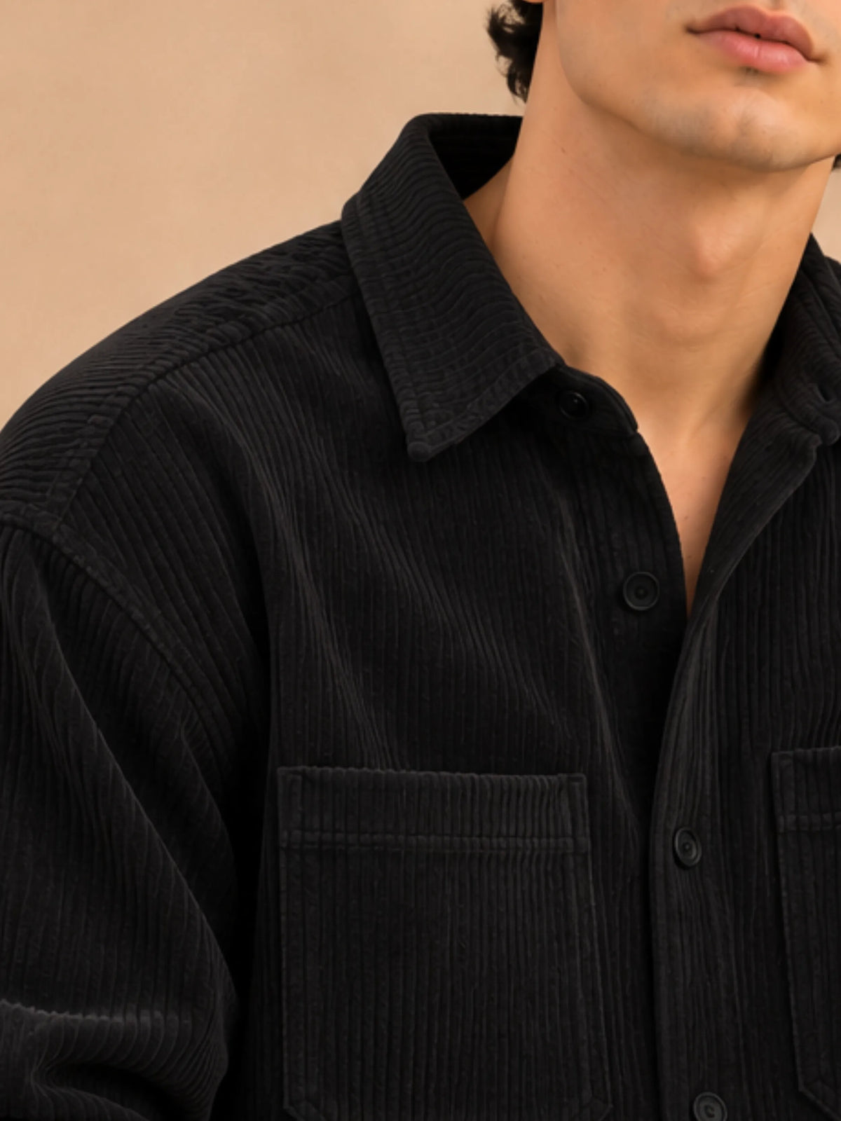 Black Premium Corduroy Oversized Shirt