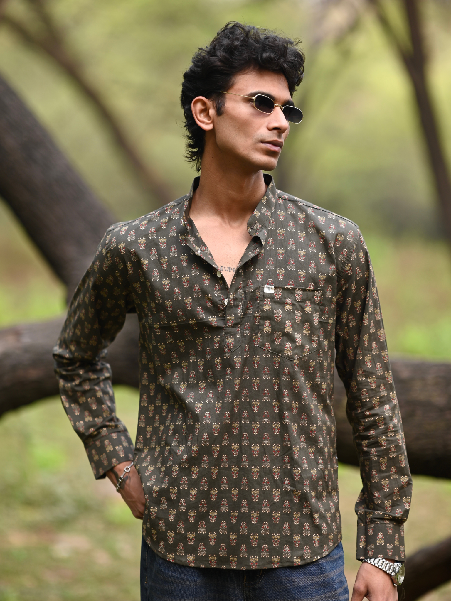 Ajrakh Veil Printed Short Kurta
