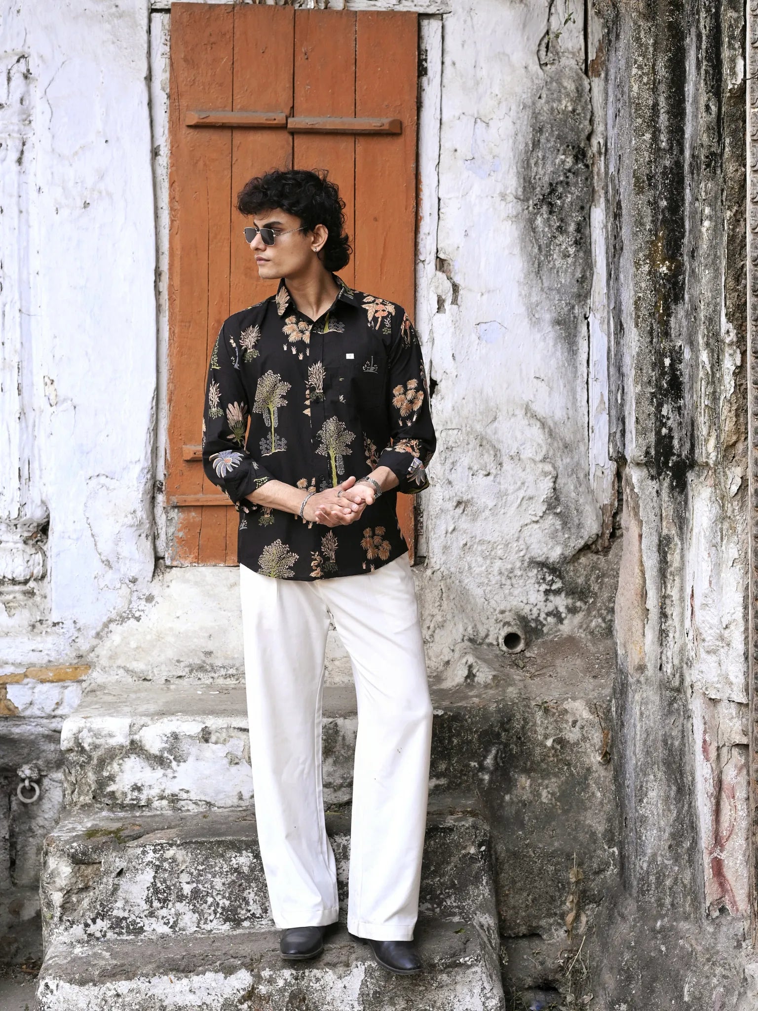 Noir Botanical Full Sleeves Shirt