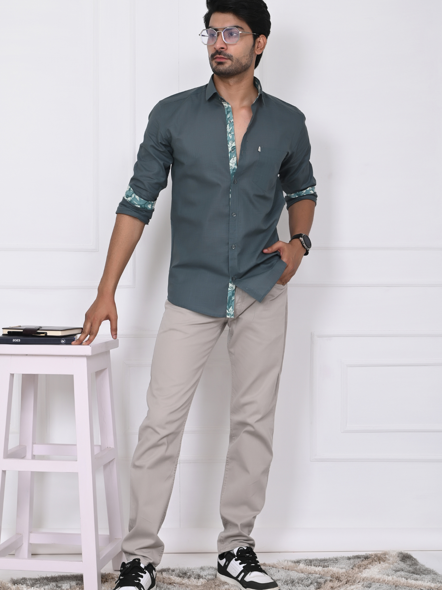 Moonlight Grey Linen Blend Shirt