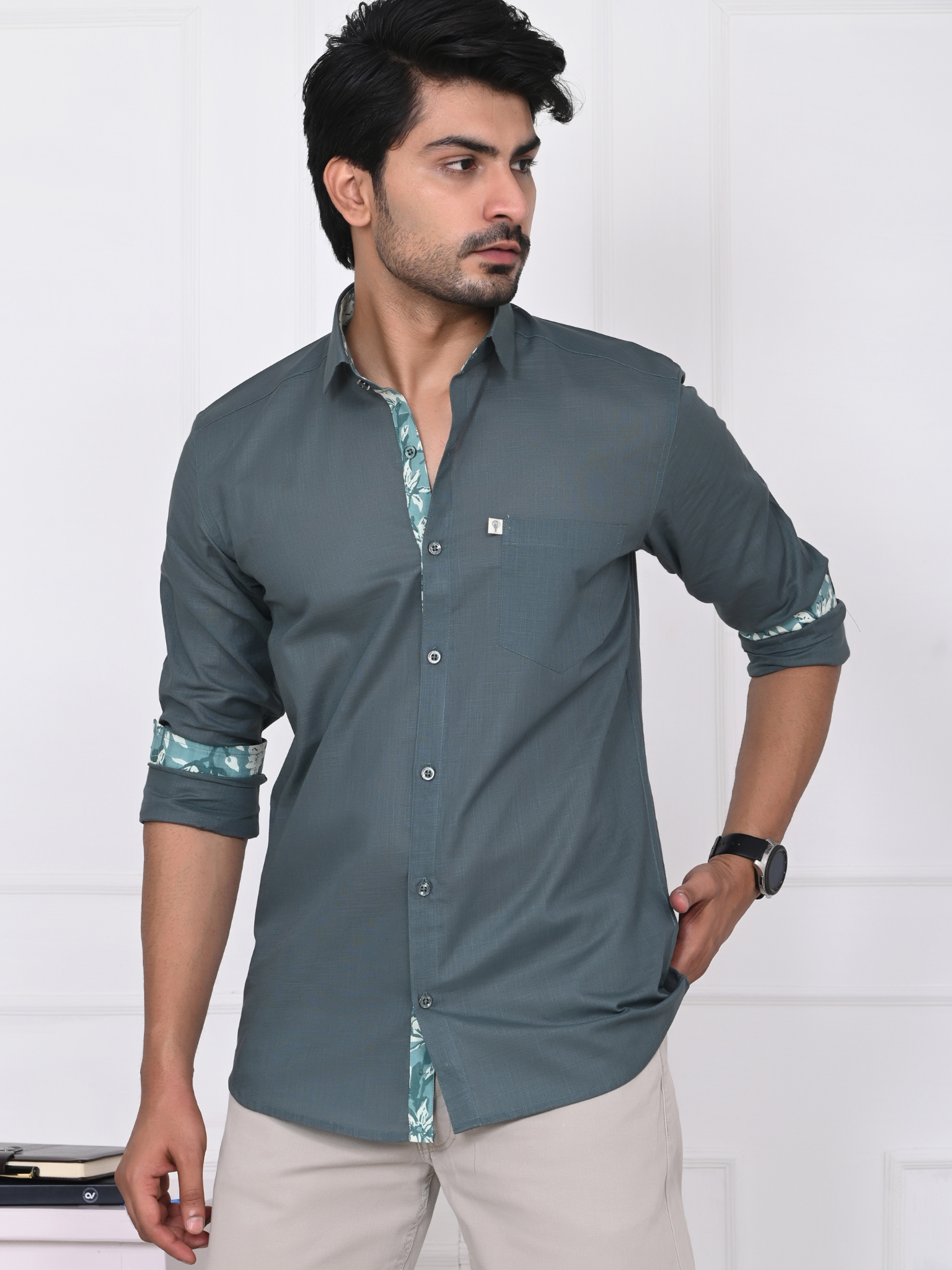 Moonlight Grey Linen Blend Shirt
