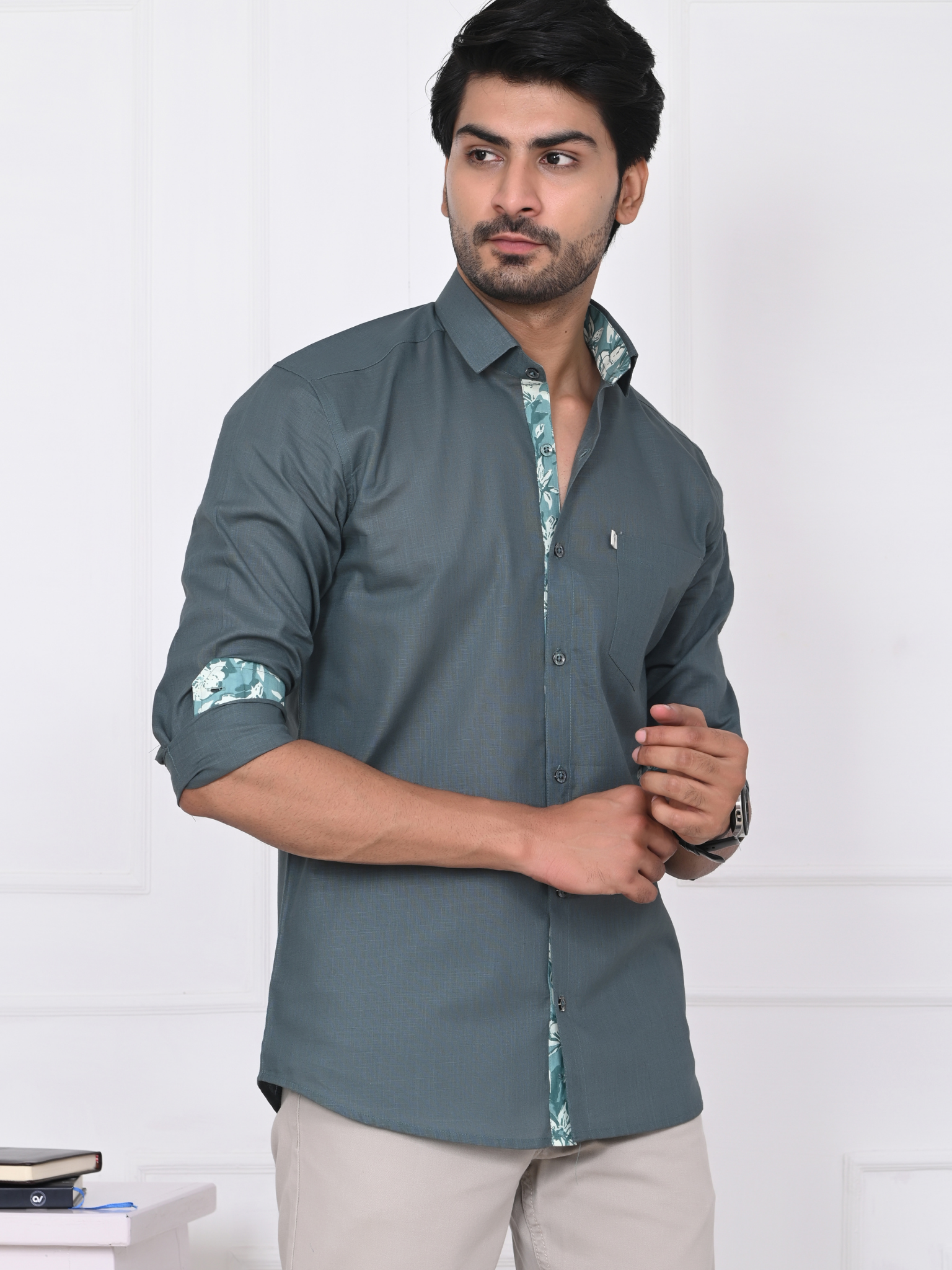 Moonlight Grey Linen Blend Shirt