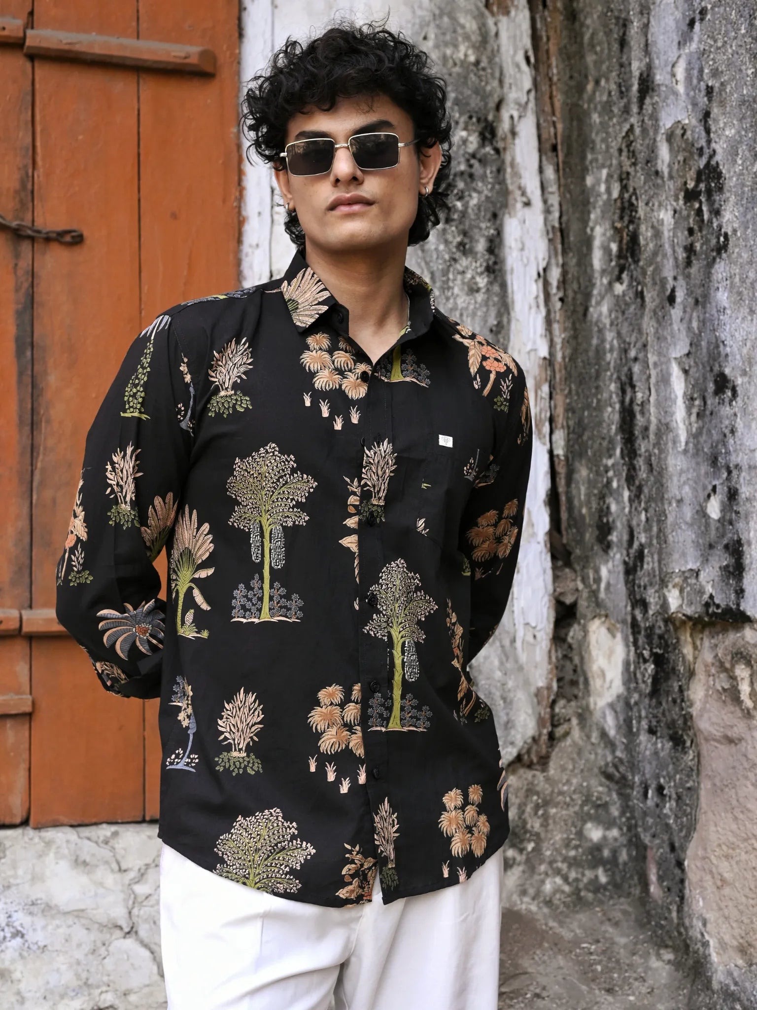 Noir Botanical Full Sleeves Shirt